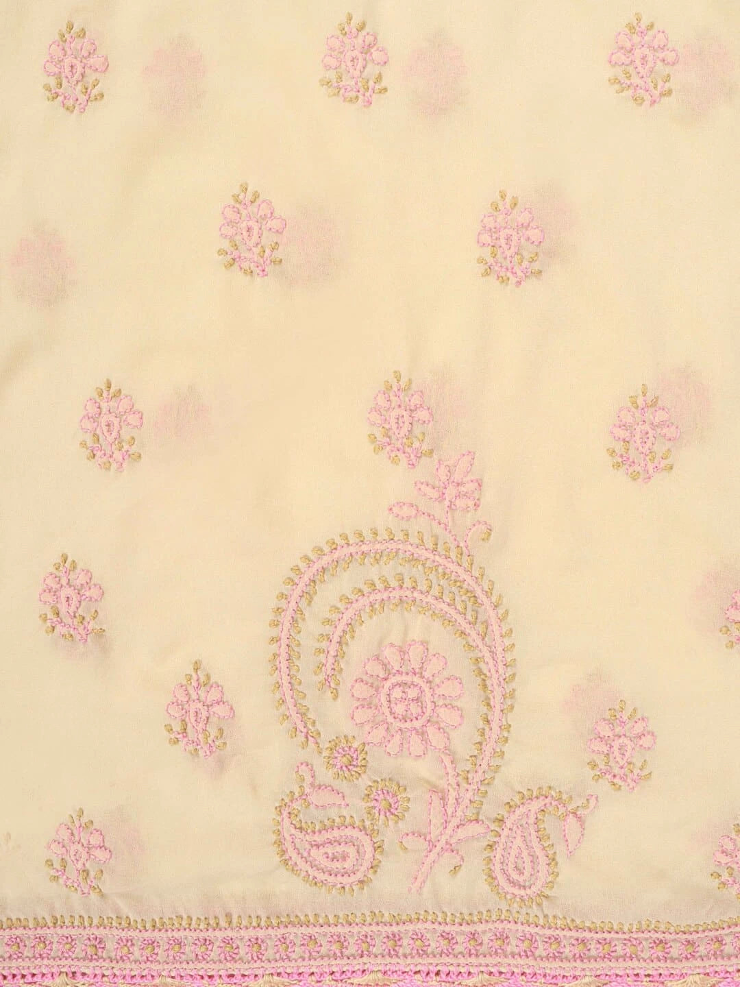 Ada Hand Embroidered Fawn Georgette Lucknowi Chikankari Unstitched Suit Piece 01A124703