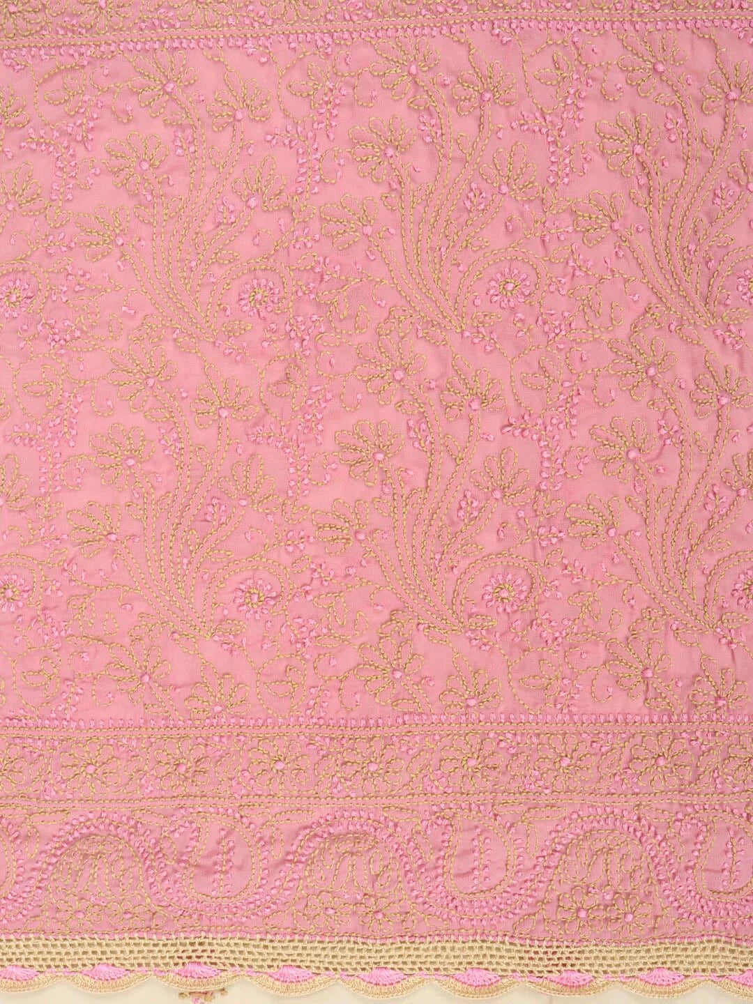 Ada Hand Embroidered Fawn Georgette Lucknowi Chikankari Unstitched Suit Piece 01A124703