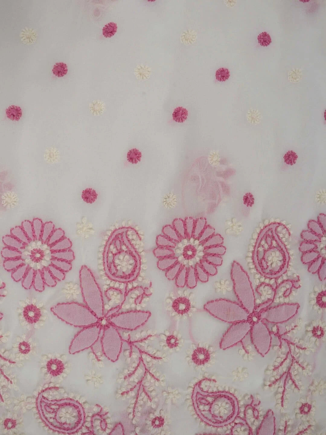Ada Hand Embroidered Cream Georgette Lucknowi Chikankari Unstitched Suit Piece A467000