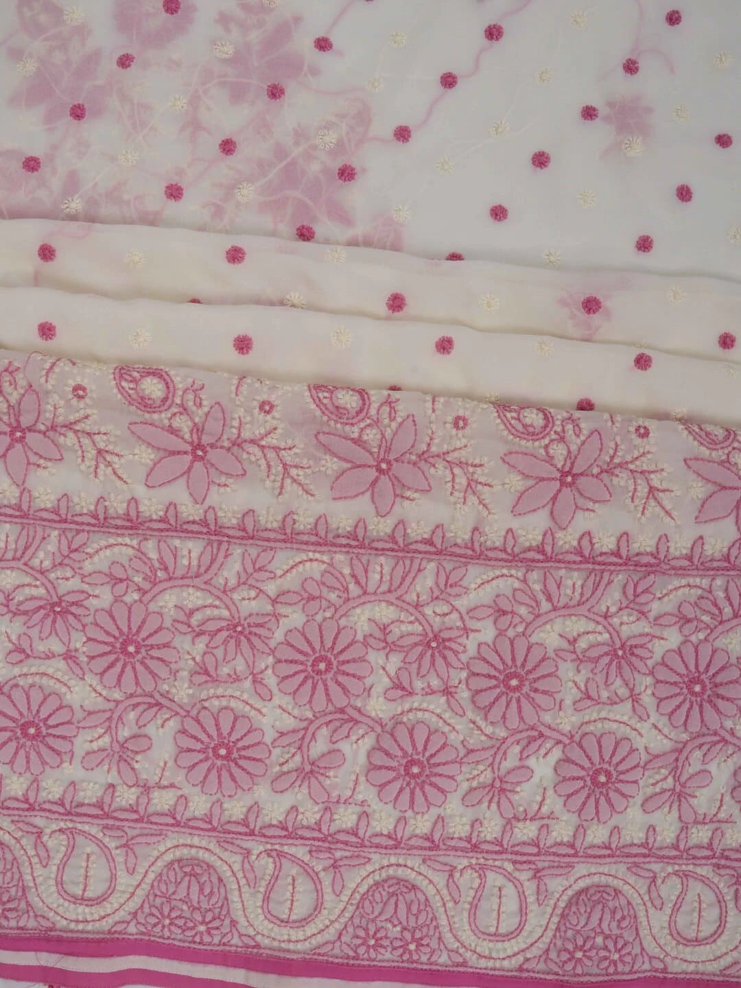 Ada Hand Embroidered Cream Georgette Lucknowi Chikankari Unstitched Suit Piece A467000