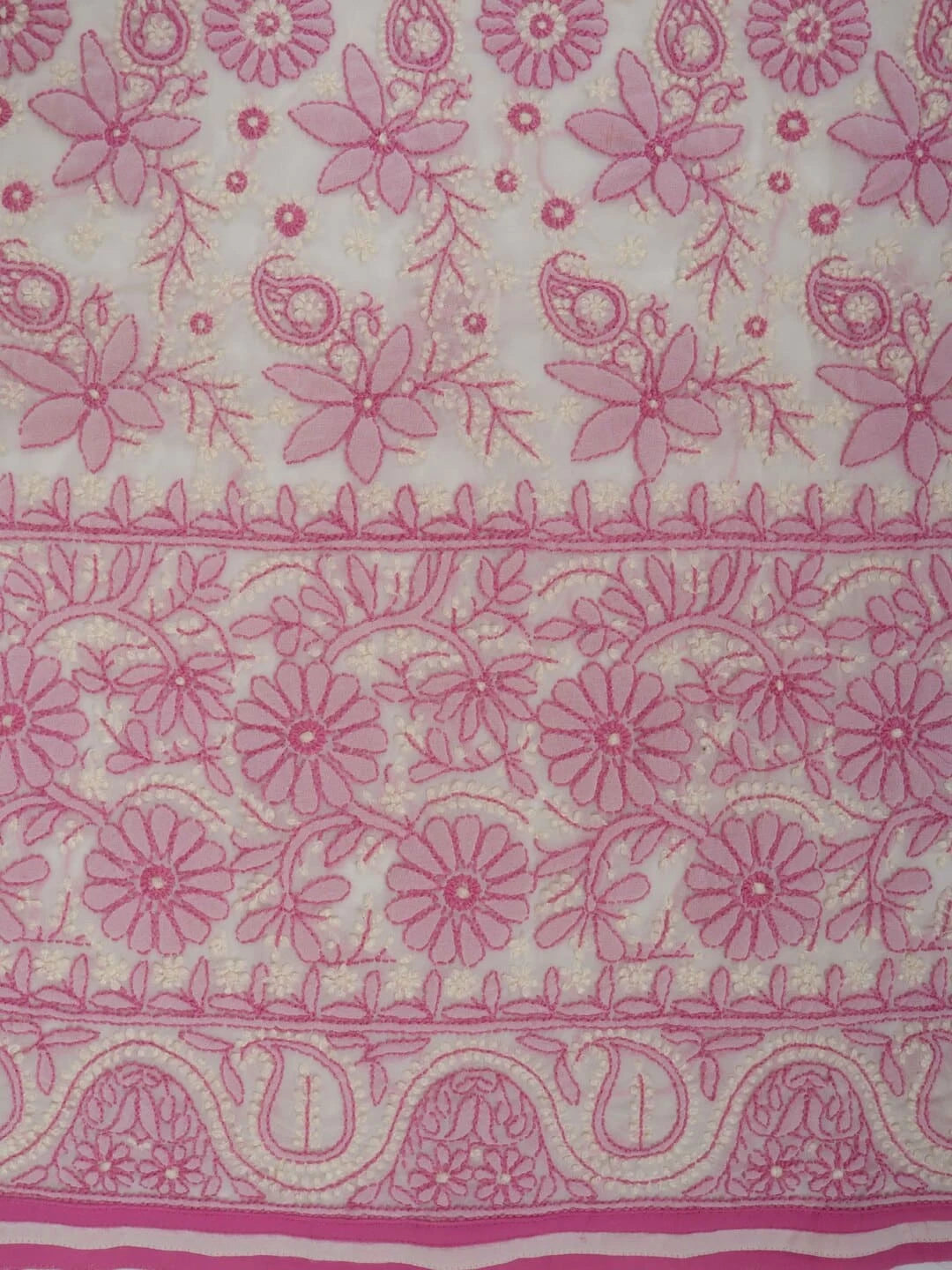 Ada Hand Embroidered Cream Georgette Lucknowi Chikankari Unstitched Suit Piece A467000
