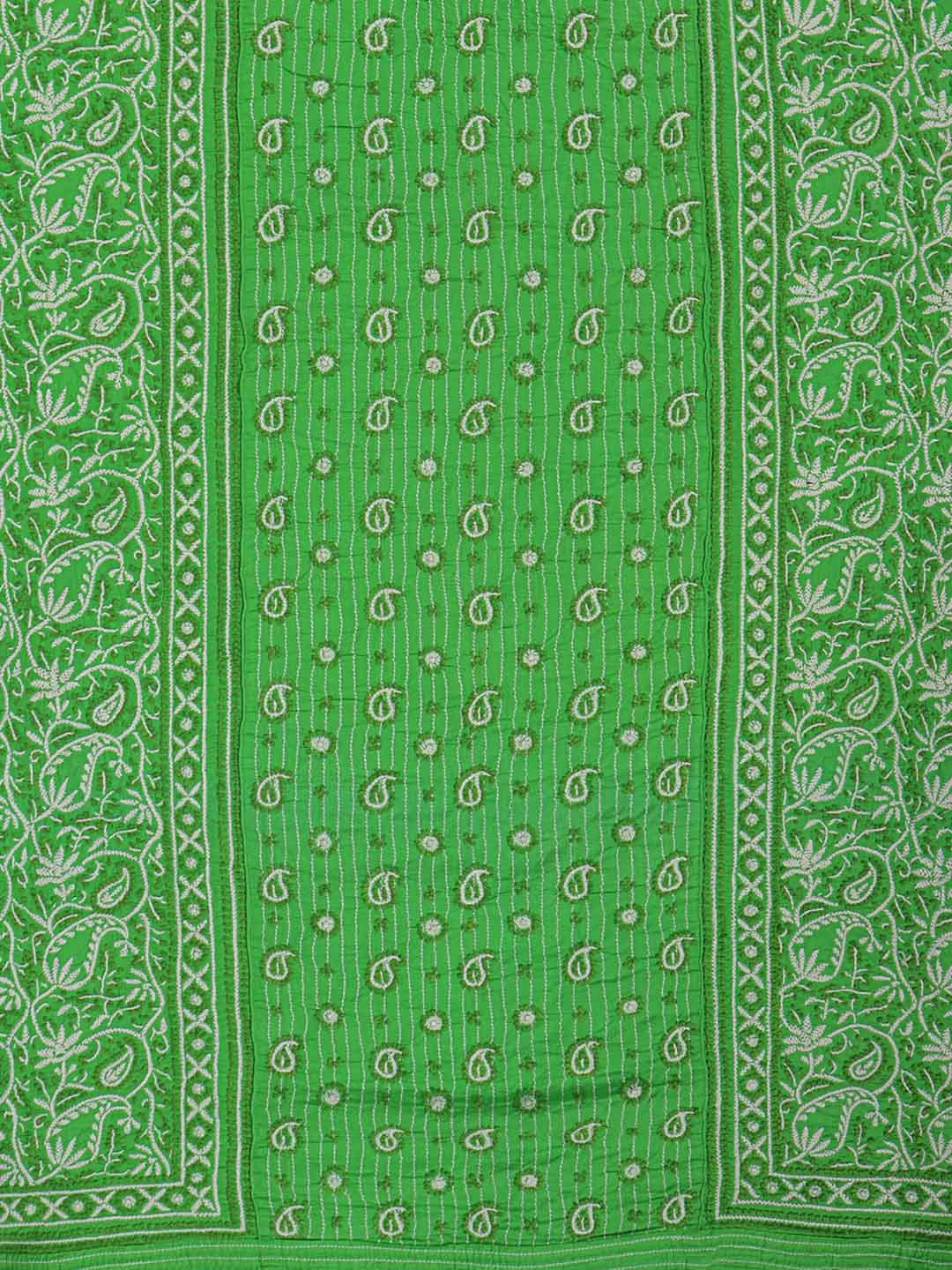 Ada Hand Embroidered Green Cotton Lucknowi Chikankari Unstitched Suit Piece A288909