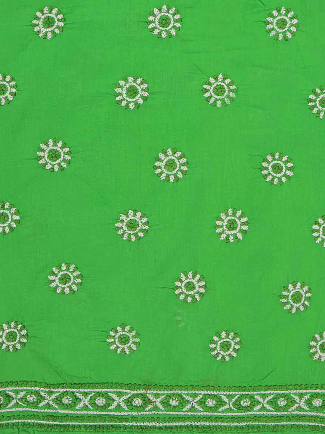 Ada Hand Embroidered Green Cotton Lucknowi Chikankari Unstitched Suit Piece A288909