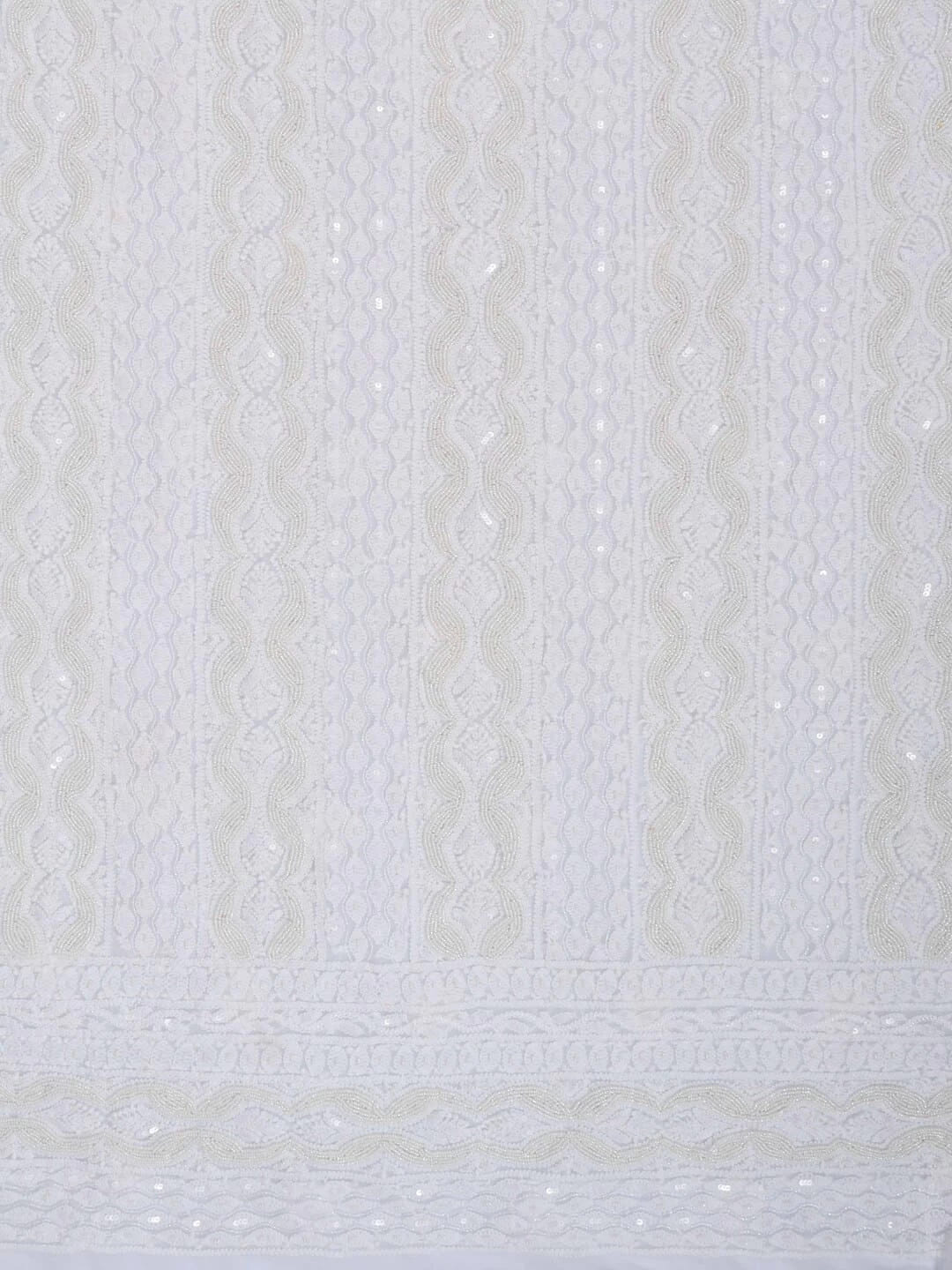 Ada Hand Embroidered White Georgette Lucknowi Chikankari Unstitched Suit Piece With Pearl Work 01A172734