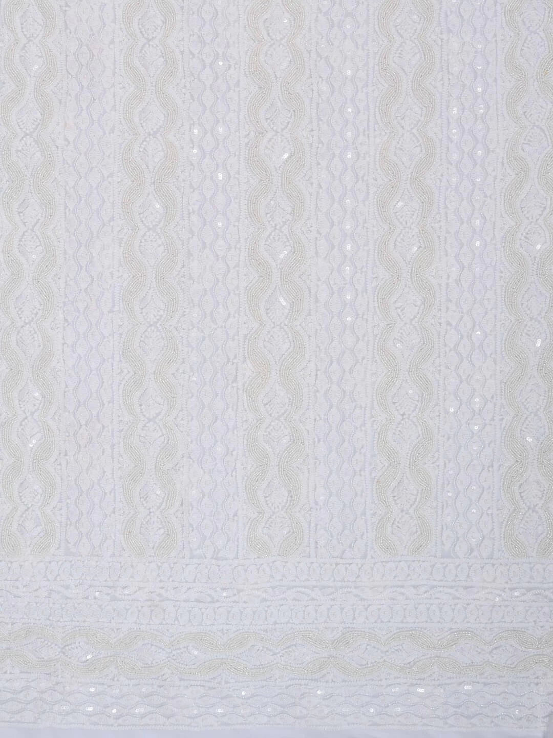 Ada Hand Embroidered White Georgette Lucknowi Chikankari Unstitched Suit Piece With Pearl Work 01A172734