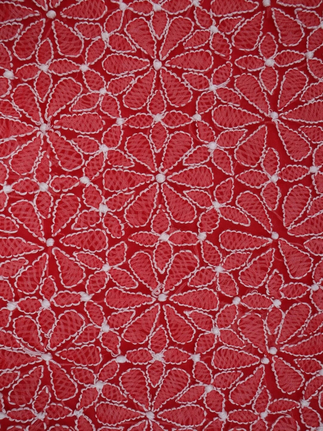 Ada Hand Embroidered Red Georgette Lucknowi Chikankari Unstitched Suit Piece 01A120980