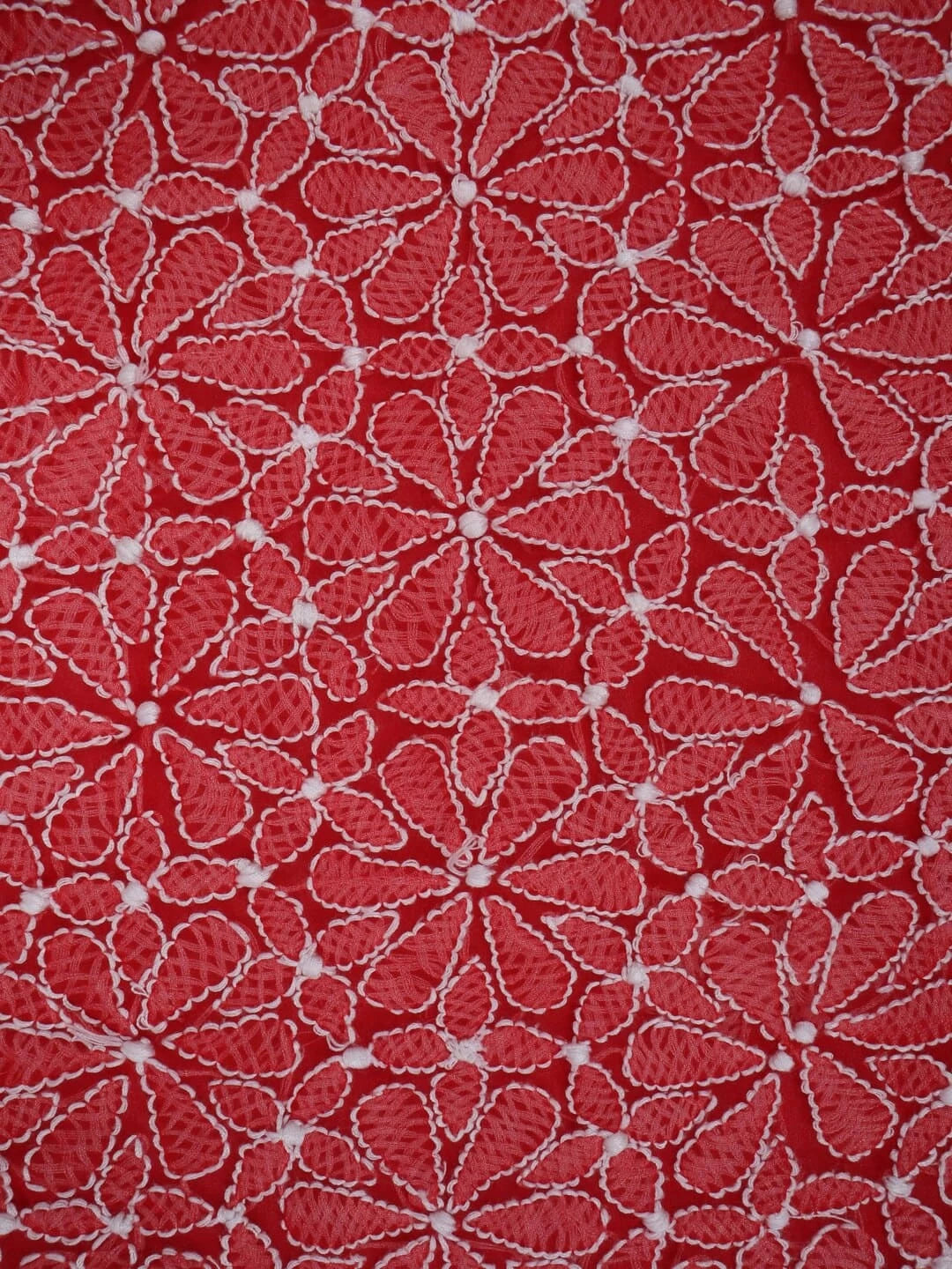 Ada Hand Embroidered Red Georgette Lucknowi Chikankari Unstitched Suit Piece 01A120980