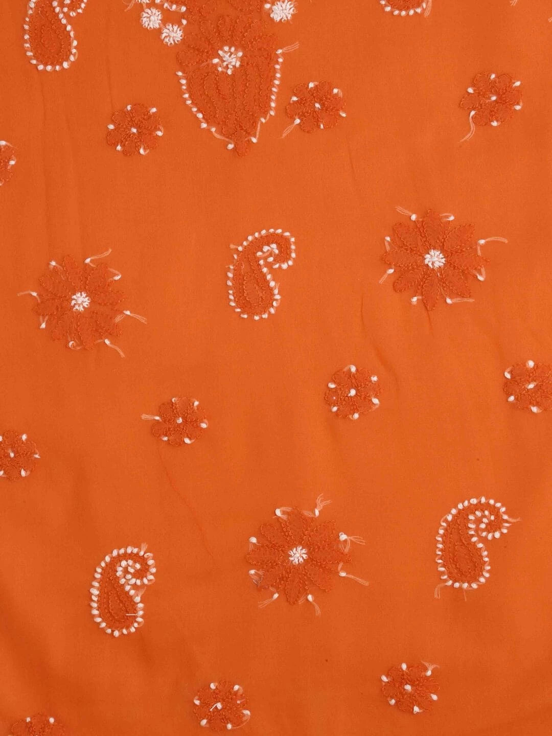 Ada Hand Embroidered Rust Georgette Lucknowi Chikankari Unstitched Suit Piece A211190