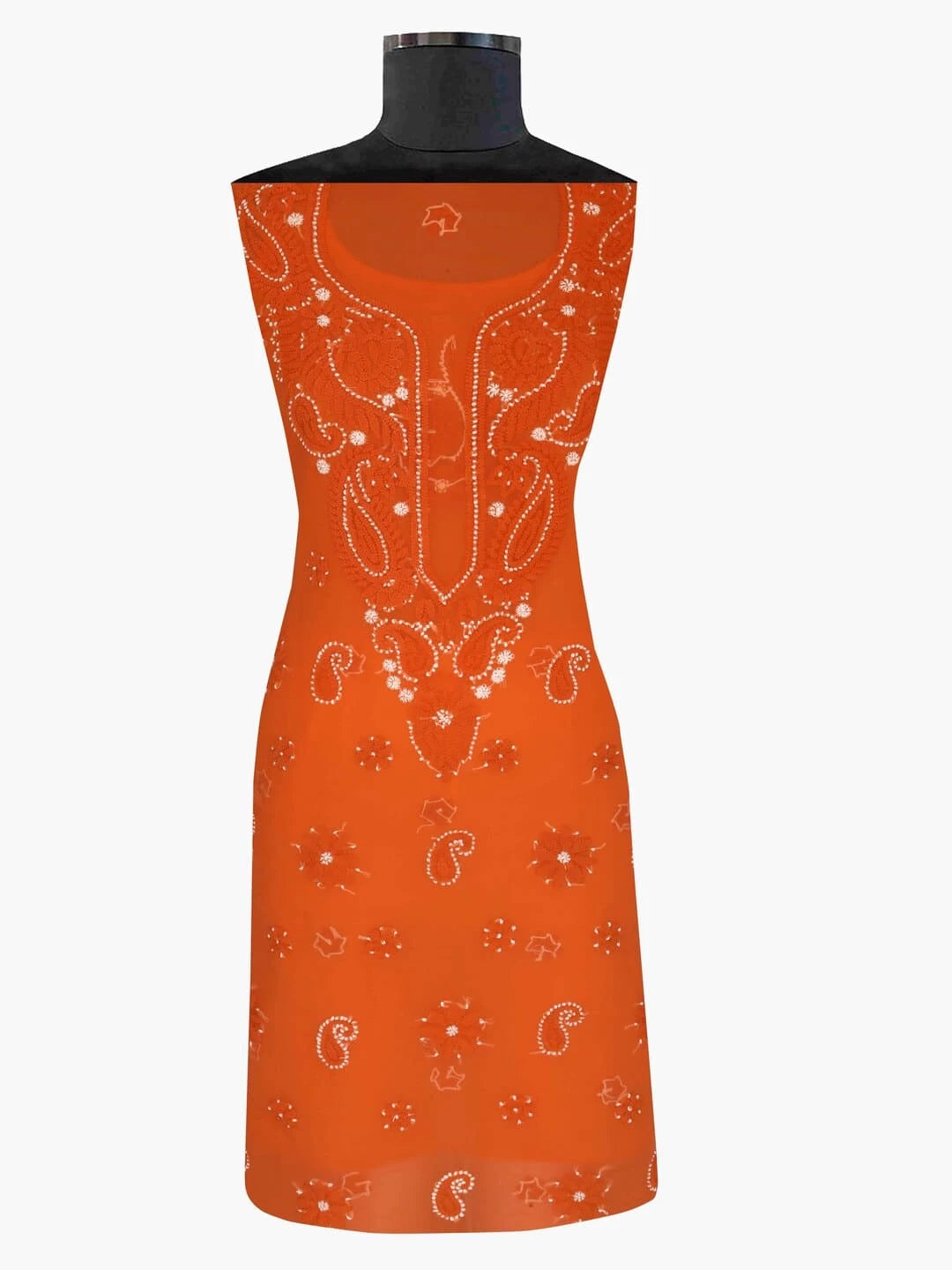 Ada Hand Embroidered Rust Georgette Lucknowi Chikankari Unstitched Suit Piece A211190