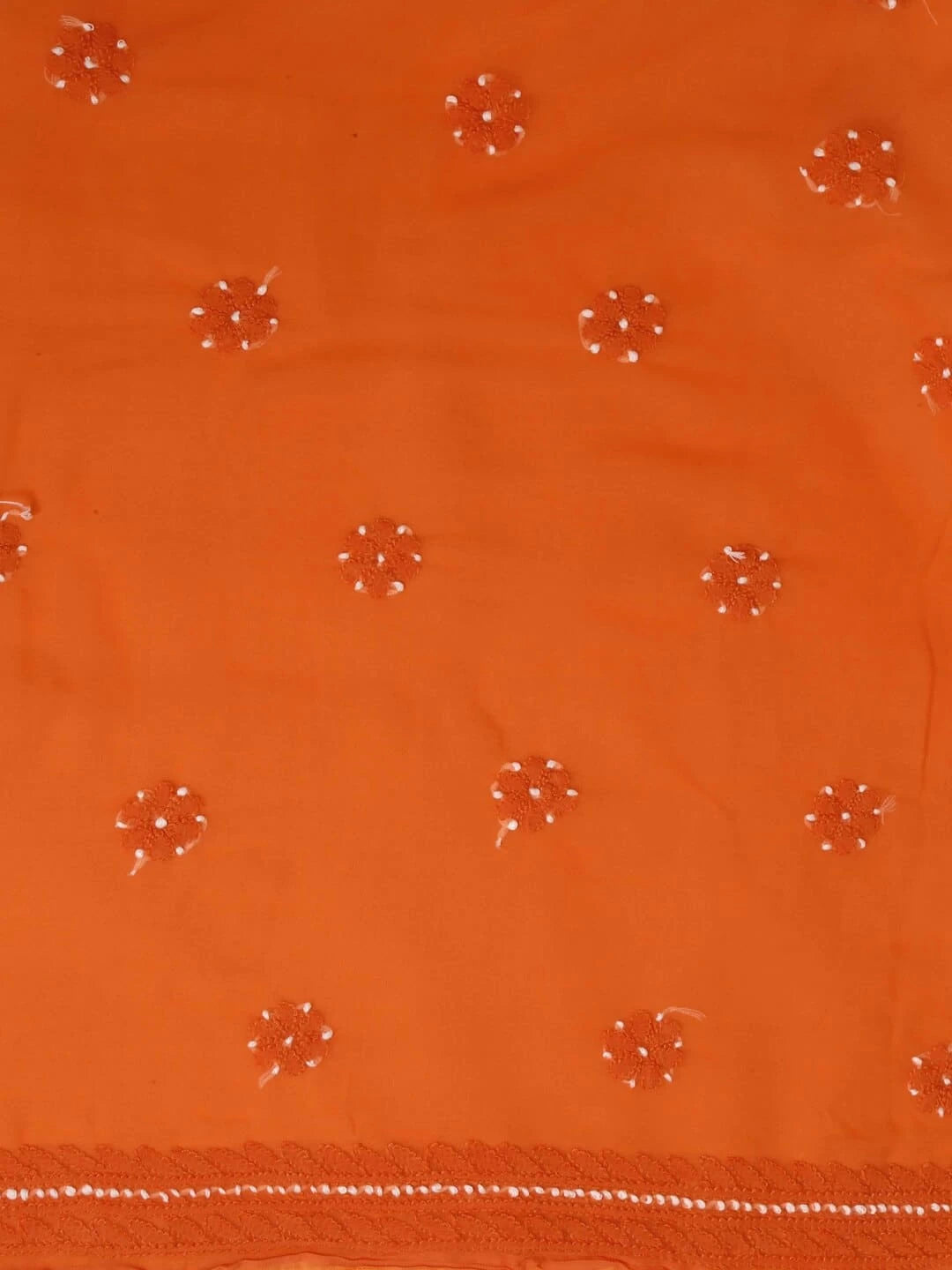 Ada Hand Embroidered Rust Georgette Lucknowi Chikankari Unstitched Suit Piece A211190