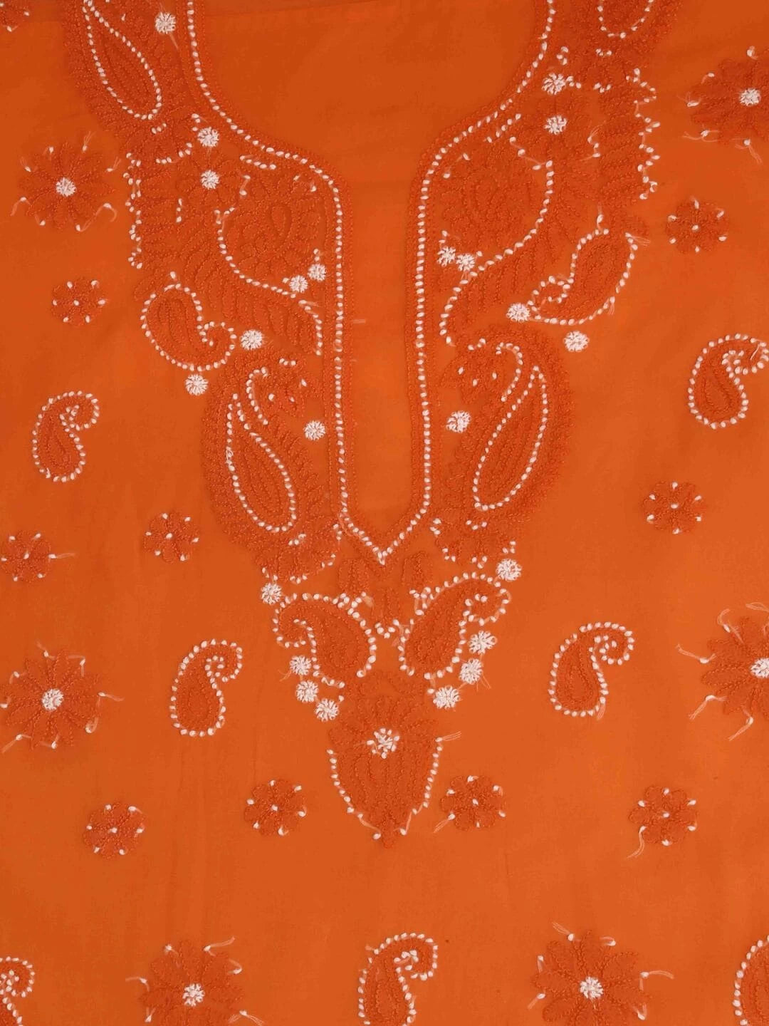 Ada Hand Embroidered Rust Georgette Lucknowi Chikankari Unstitched Suit Piece A211190