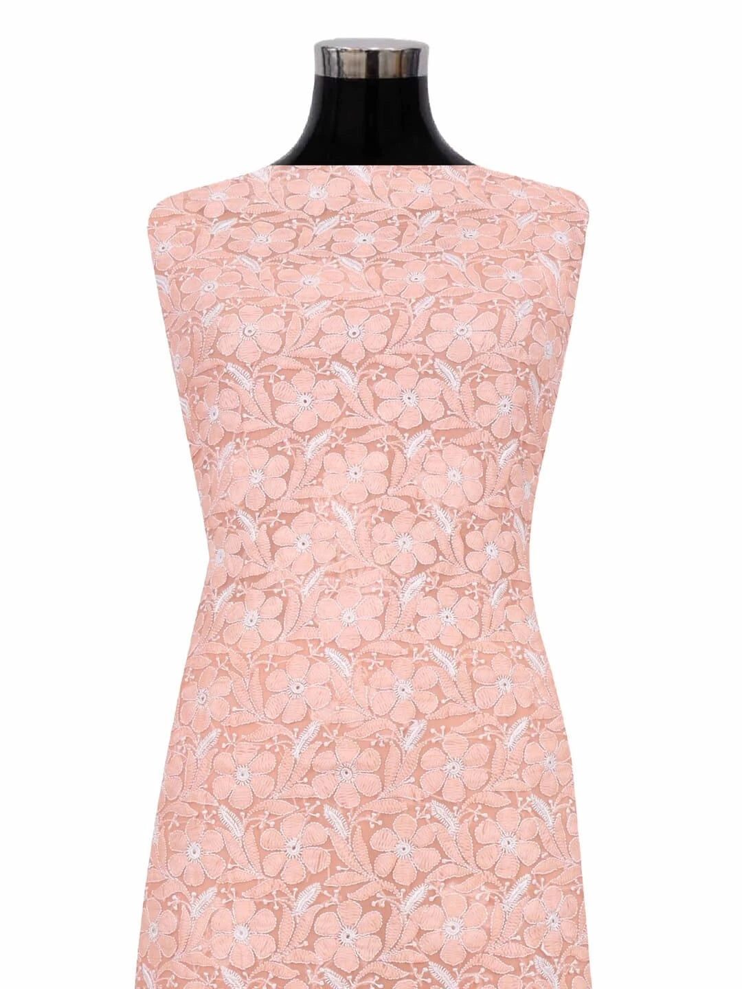 Ada Hand Embroidered Peach Georgette Lucknowi Chikankari Unstitched Suit Piece 01A219148