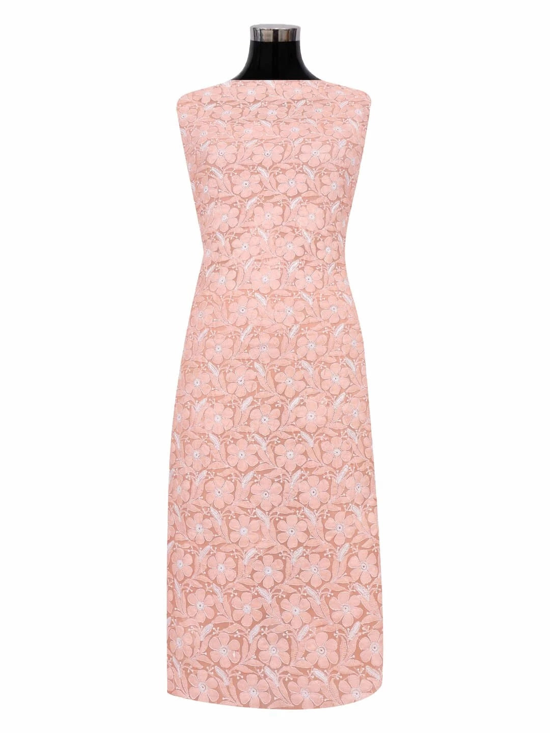 Ada Hand Embroidered Peach Georgette Lucknowi Chikankari Unstitched Suit Piece 01A219148