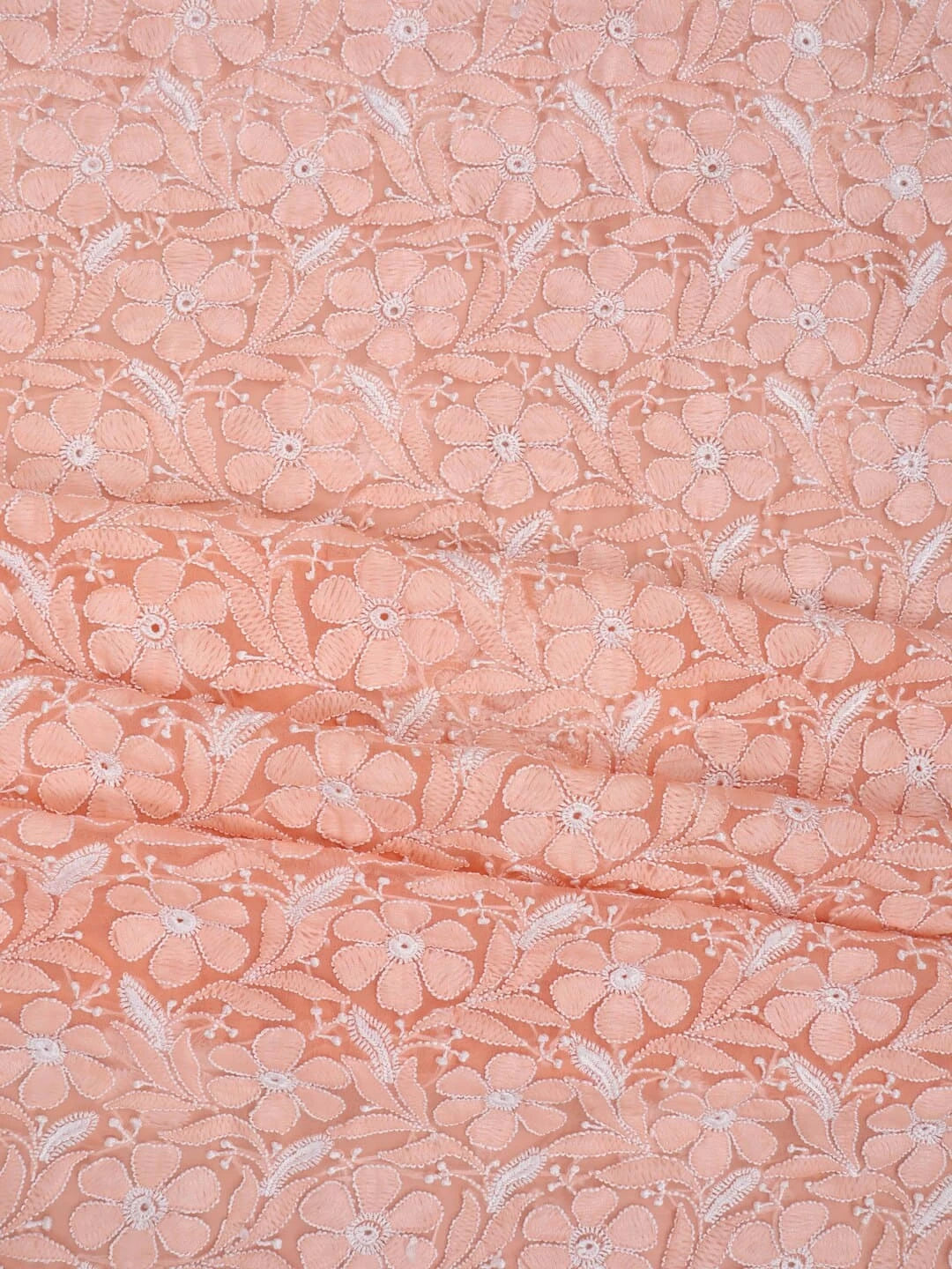 Ada Hand Embroidered Peach Georgette Lucknowi Chikankari Unstitched Suit Piece 01A219148