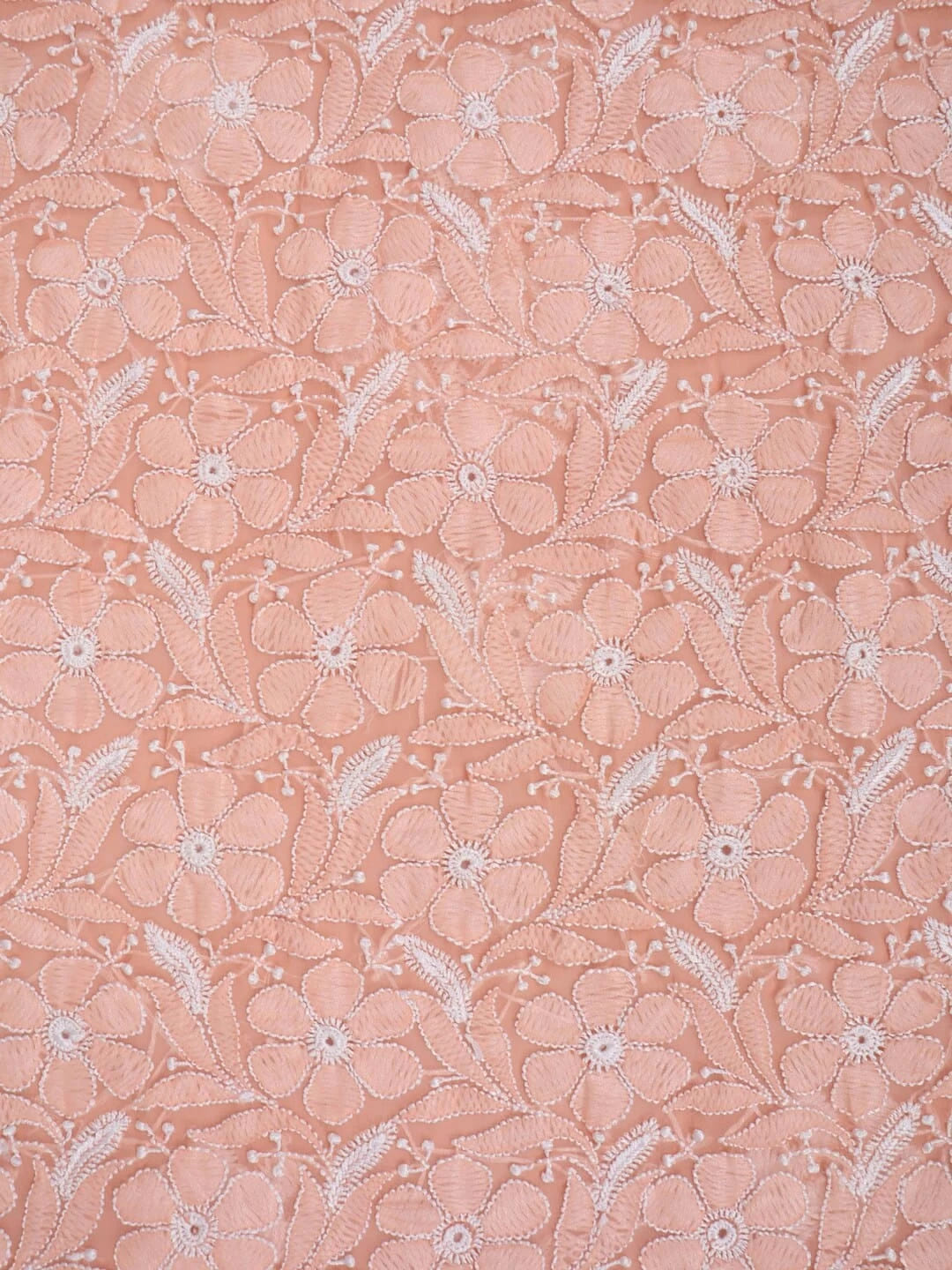 Ada Hand Embroidered Peach Georgette Lucknowi Chikankari Unstitched Suit Piece 01A219148