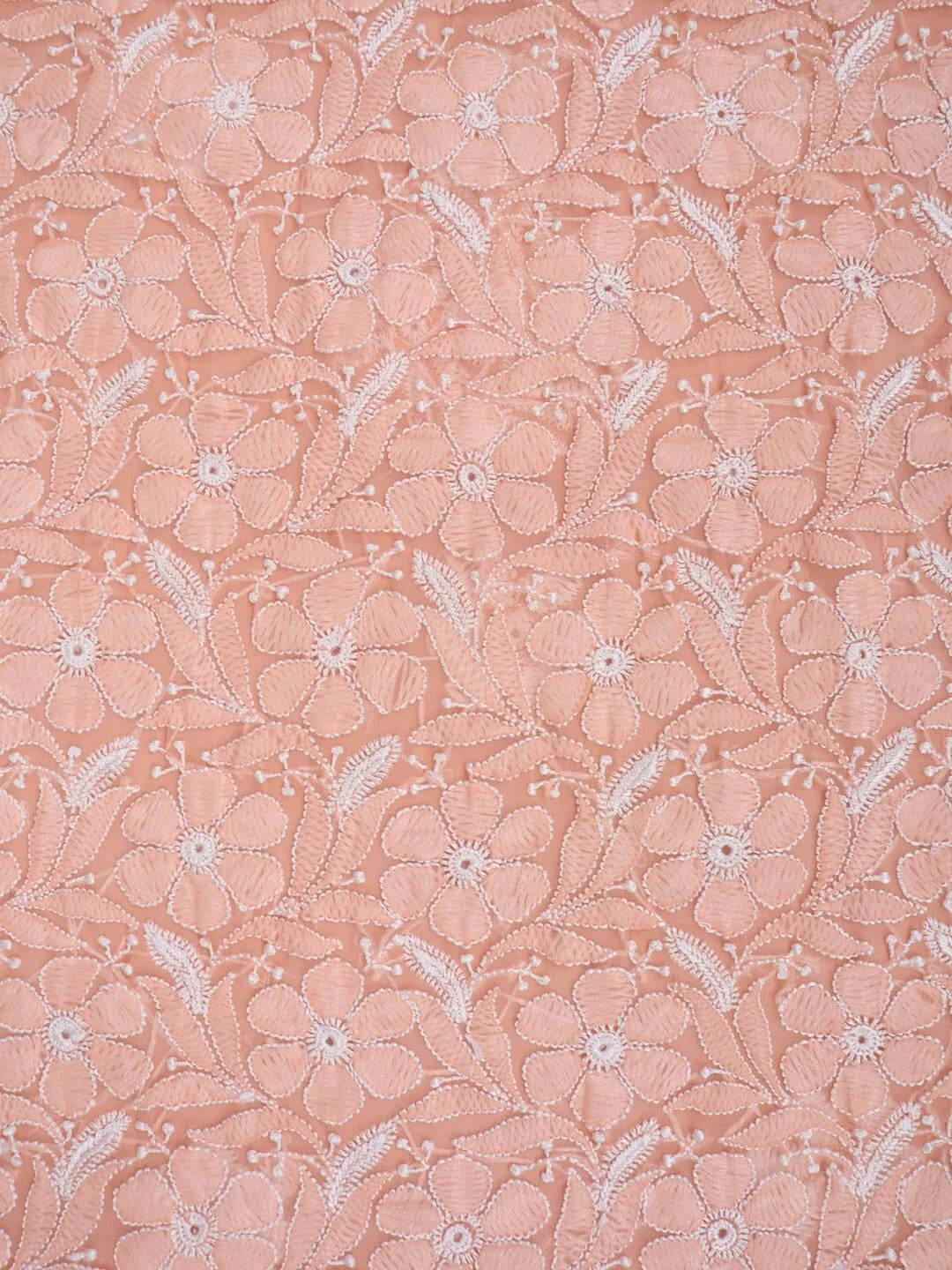 Ada Hand Embroidered Peach Georgette Lucknowi Chikankari Unstitched Suit Piece 01A219148