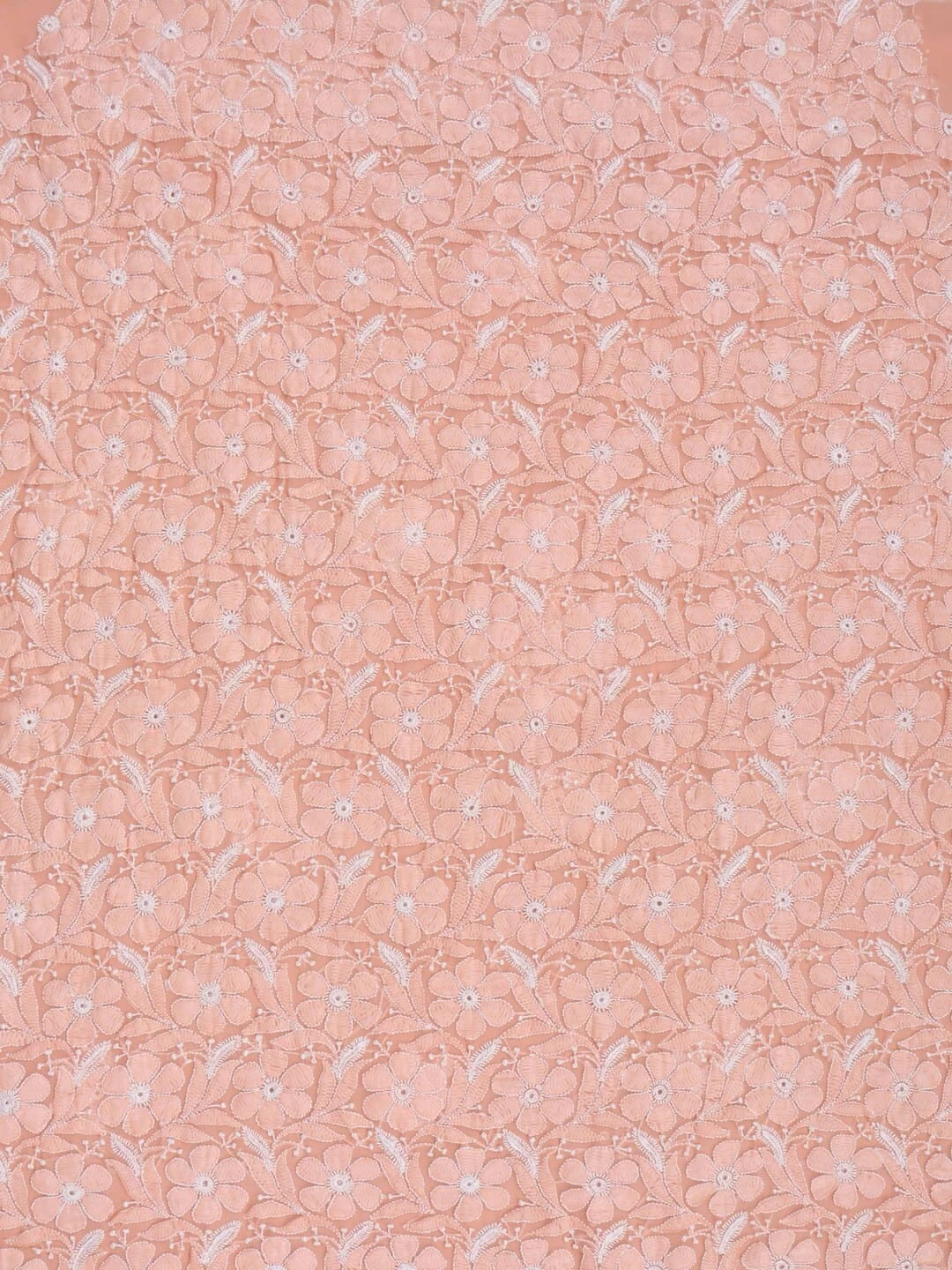 Ada Hand Embroidered Peach Georgette Lucknowi Chikankari Unstitched Suit Piece 01A219148