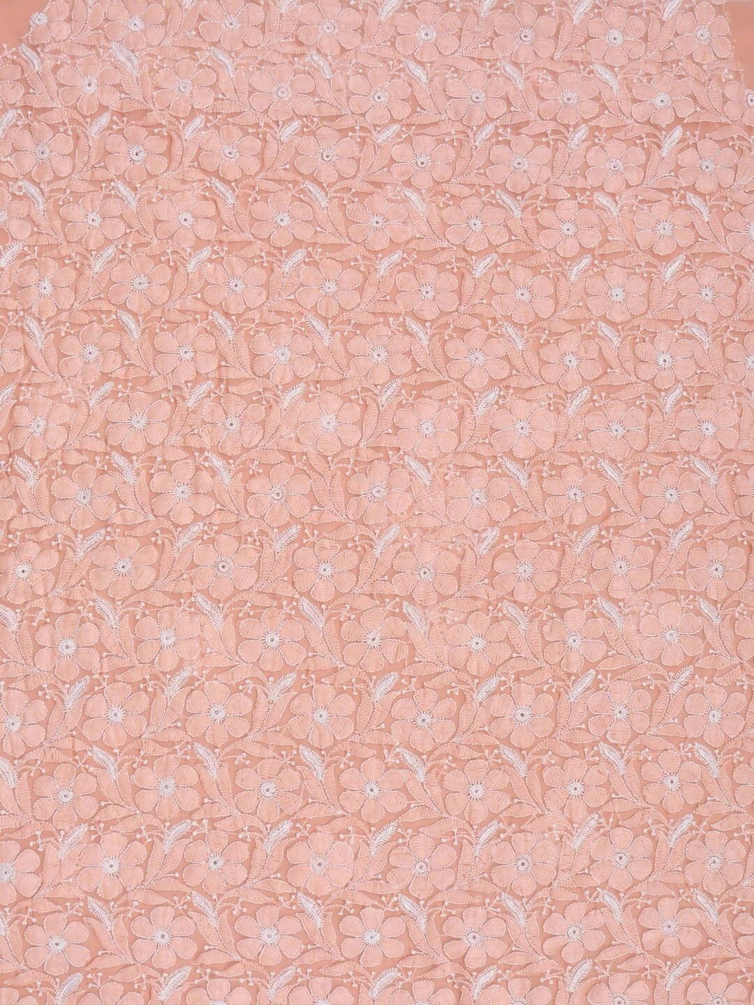 Ada Hand Embroidered Peach Georgette Lucknowi Chikankari Unstitched Suit Piece 01A219148