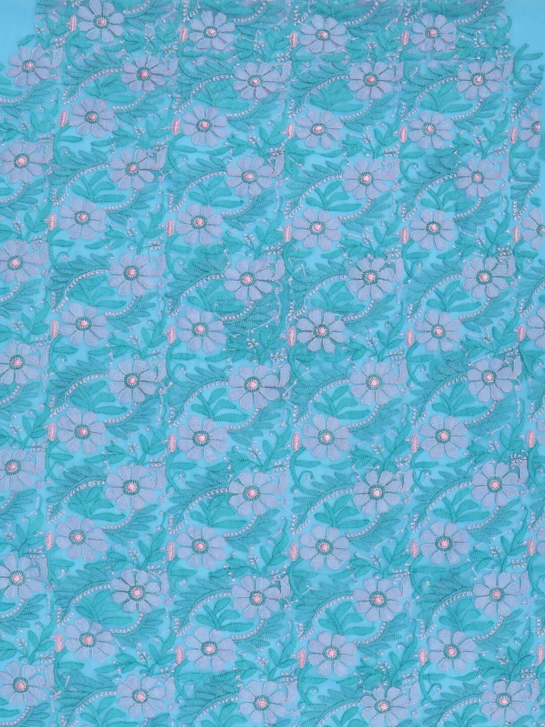 Ada Hand Embroidered Blue Georgette Lucknowi Chikankari Unstitched Suit Piece 01A140591