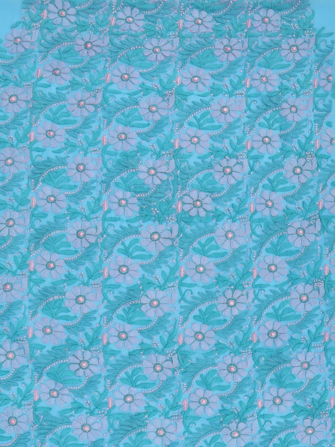 Ada Hand Embroidered Blue Georgette Lucknowi Chikankari Unstitched Suit Piece 01A140591