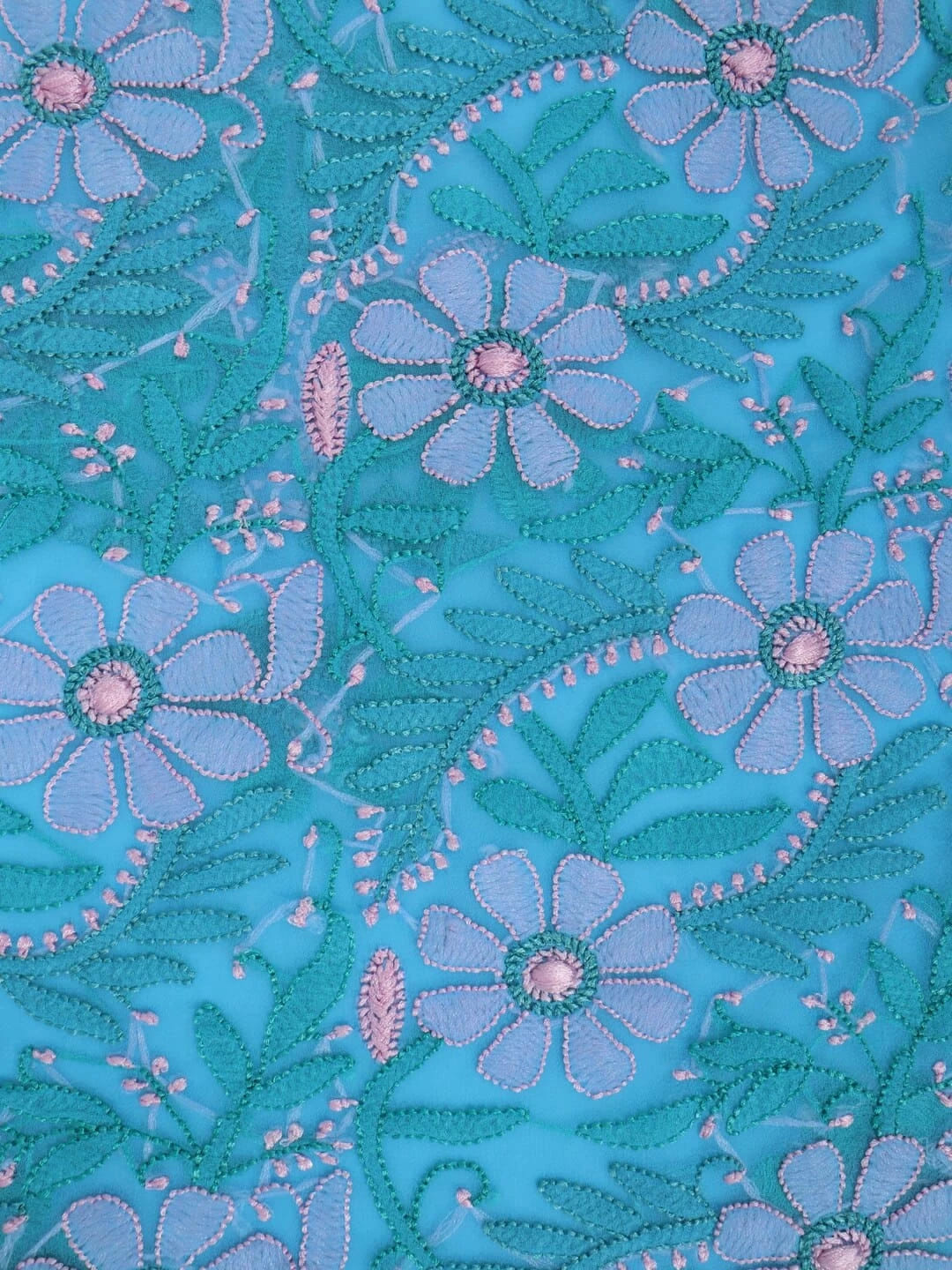 Ada Hand Embroidered Blue Georgette Lucknowi Chikankari Unstitched Suit Piece 01A140591