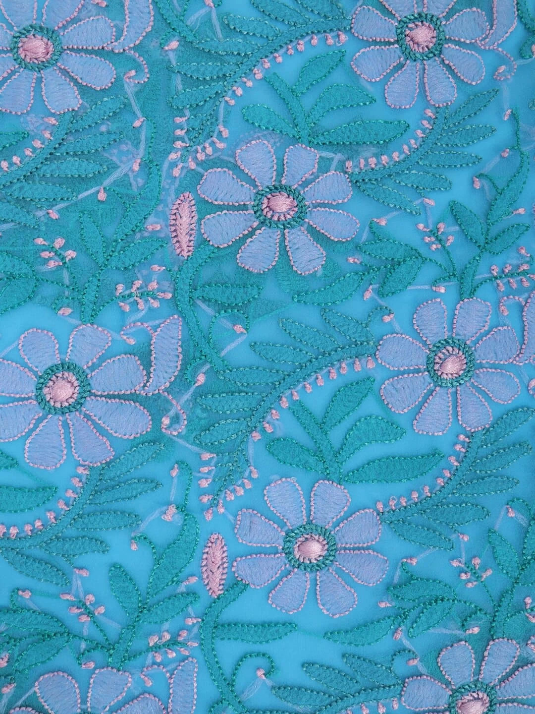 Ada Hand Embroidered Blue Georgette Lucknowi Chikankari Unstitched Suit Piece 01A140591