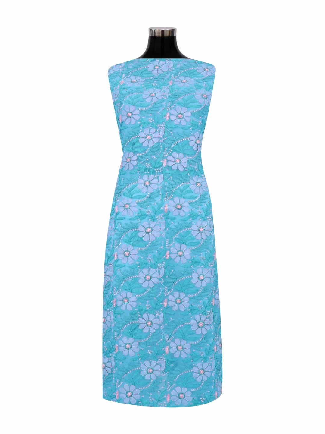 Ada Hand Embroidered Blue Georgette Lucknowi Chikankari Unstitched Suit Piece 01A140591