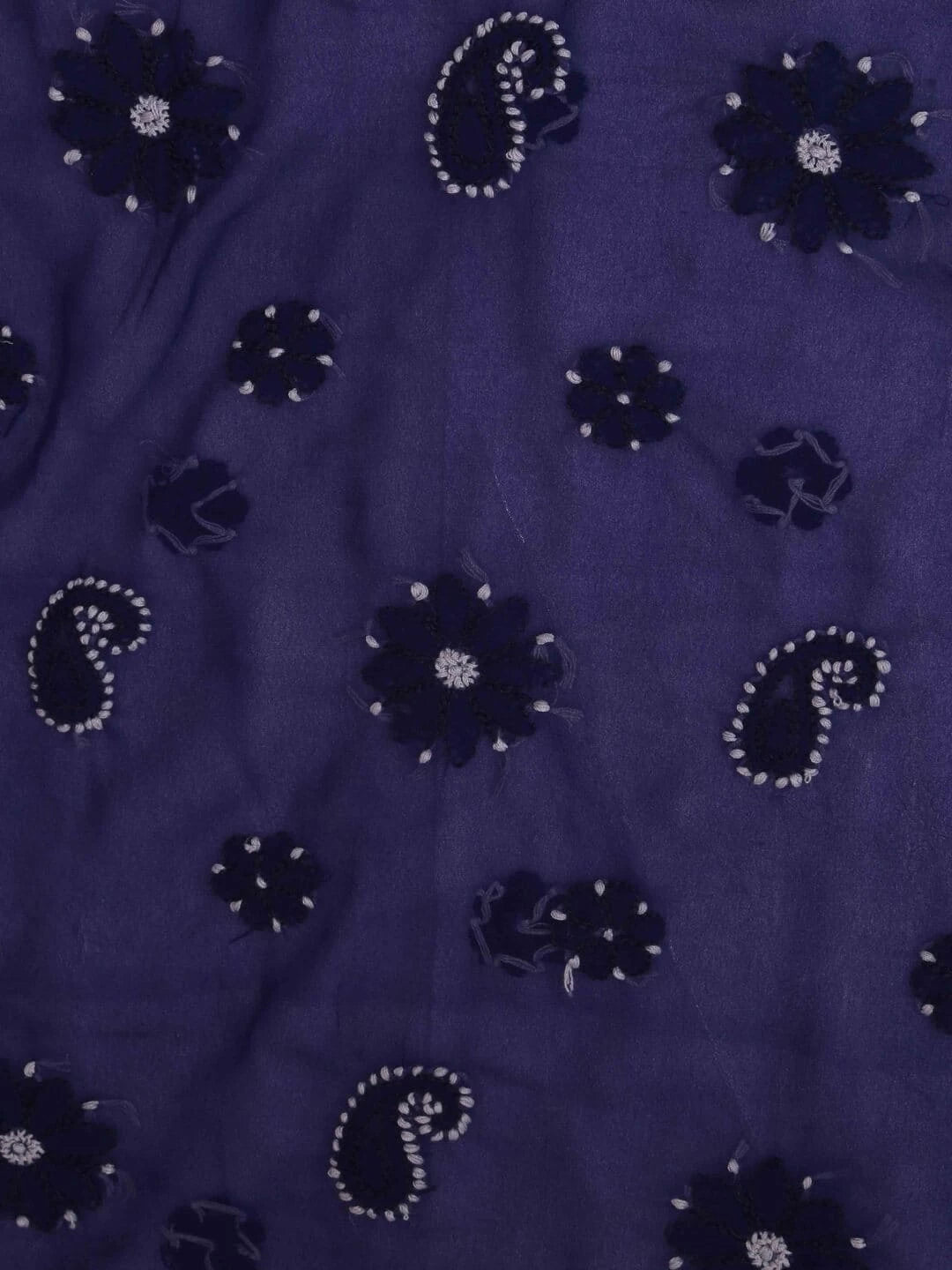 Ada Hand Embroidered Navy Blue Georgette Lucknowi Chikankari Unstitched Suit Piece A211194