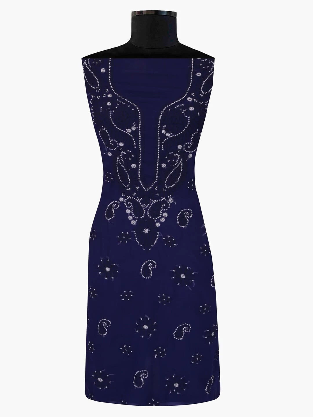 Ada Hand Embroidered Navy Blue Georgette Lucknowi Chikankari Unstitched Suit Piece A211194