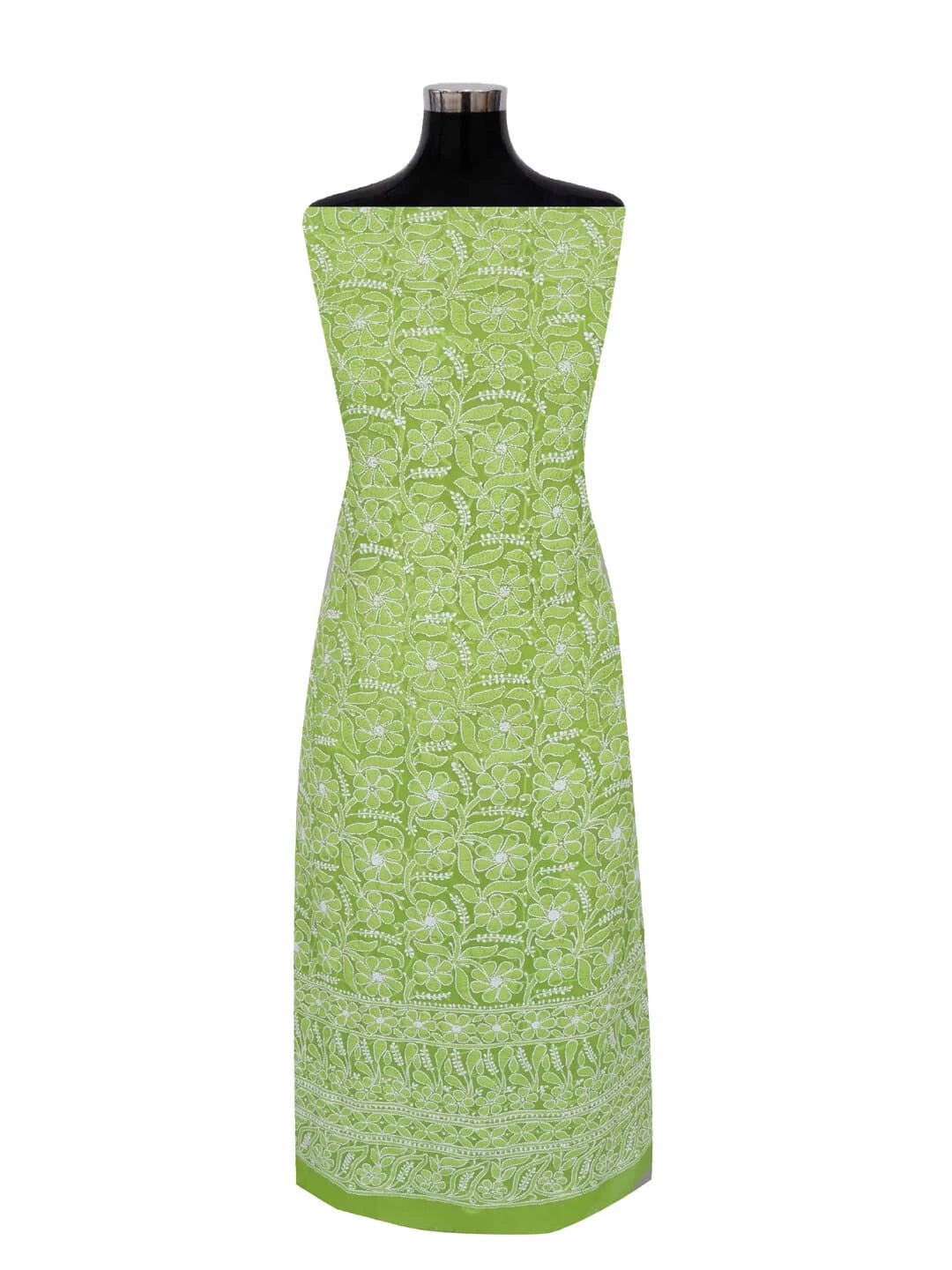 Ada Hand Embroidered Sheen Green Georgette Lucknowi Chikankari Unstitched Suit Piece 01A250602