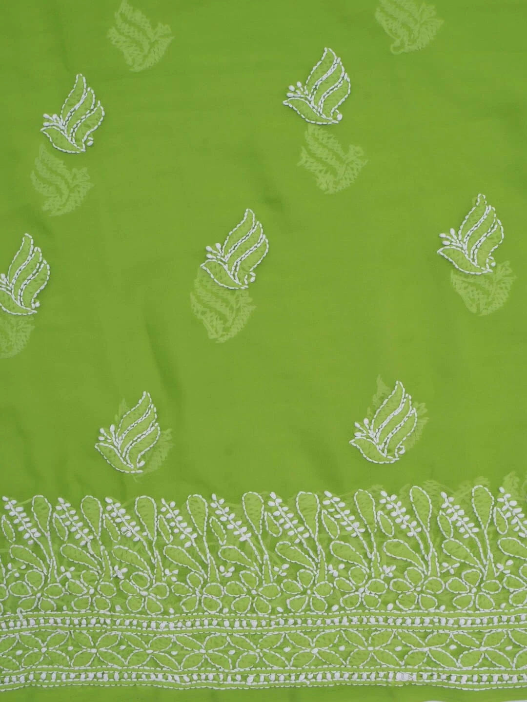 Ada Hand Embroidered Sheen Green Georgette Lucknowi Chikankari Unstitched Suit Piece 01A250602