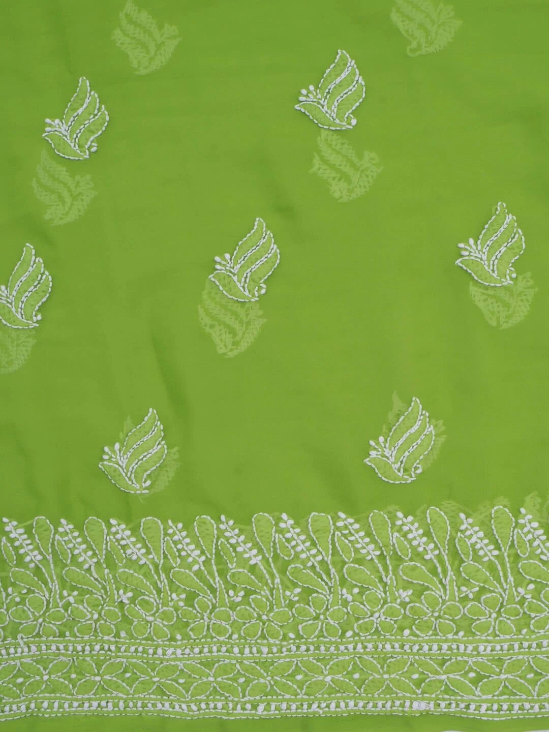 Ada Hand Embroidered Sheen Green Georgette Lucknowi Chikankari Unstitched Suit Piece 01A250602