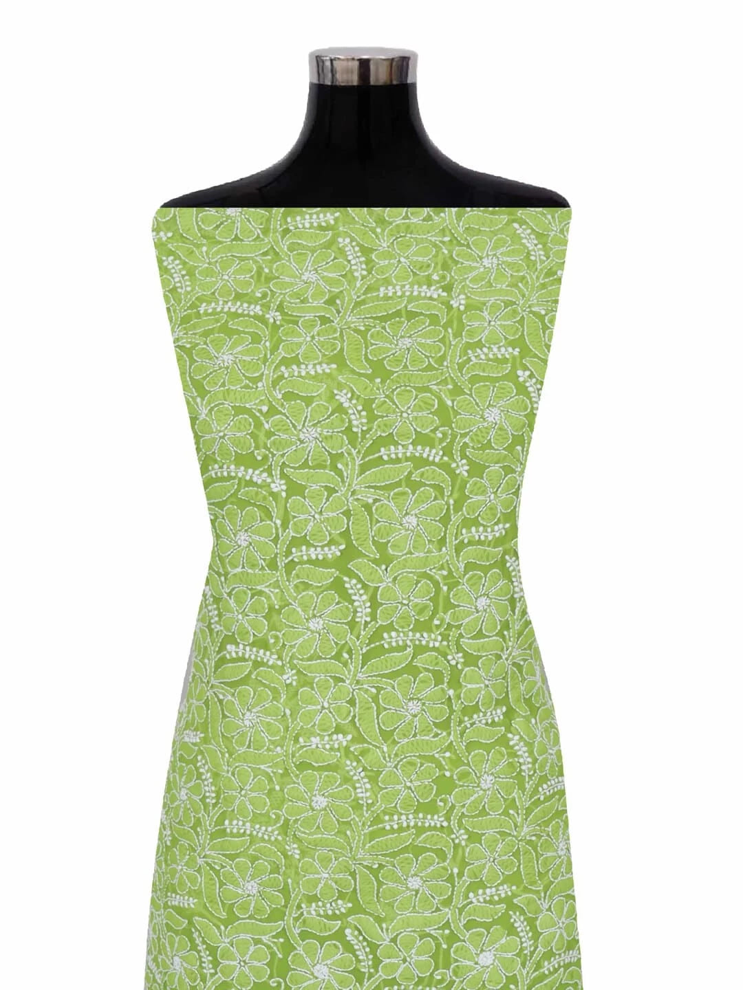 Ada Hand Embroidered Sheen Green Georgette Lucknowi Chikankari Unstitched Suit Piece 01A250602