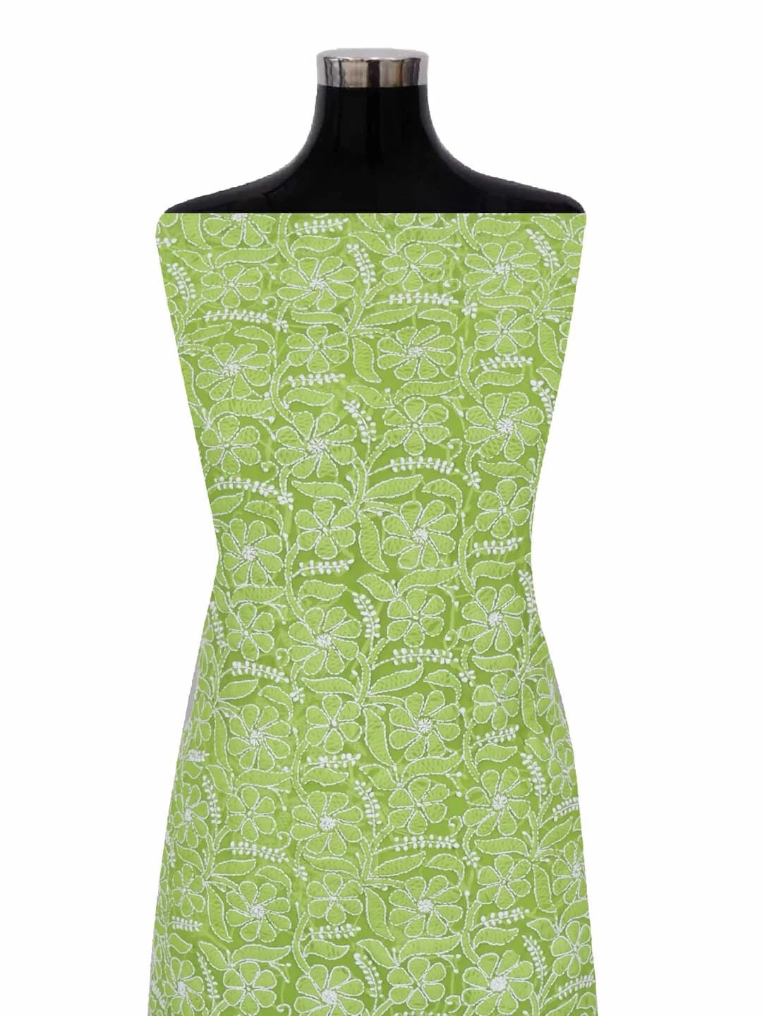 Ada Hand Embroidered Sheen Green Georgette Lucknowi Chikankari Unstitched Suit Piece 01A250602