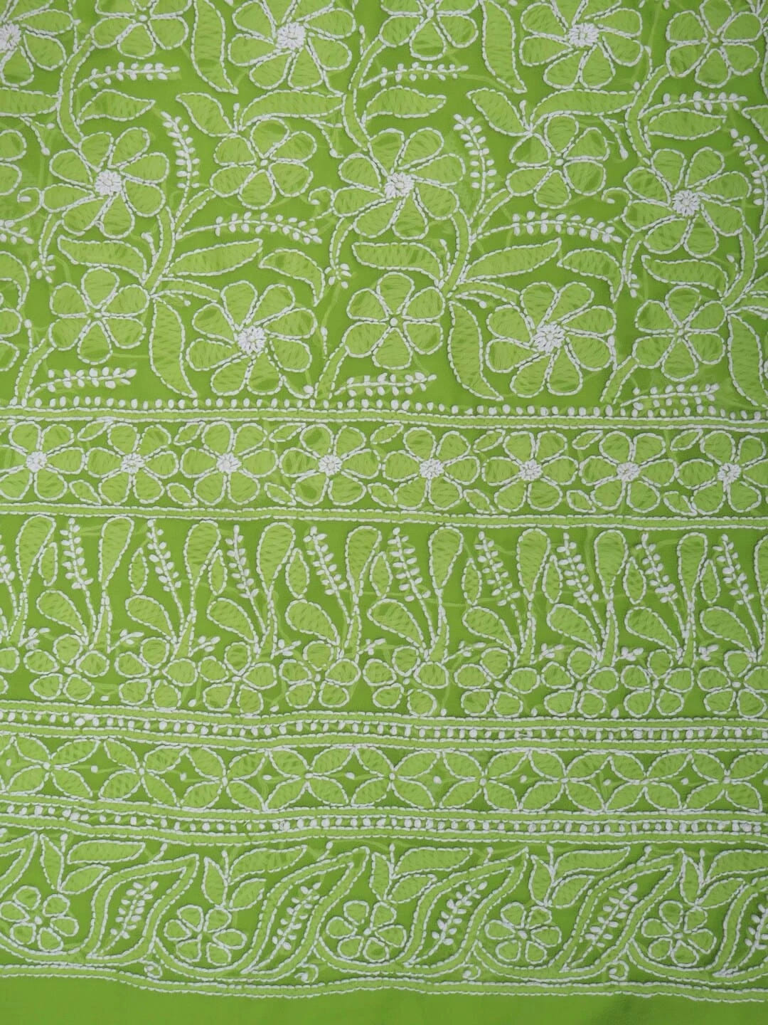 Ada Hand Embroidered Sheen Green Georgette Lucknowi Chikankari Unstitched Suit Piece 01A250602