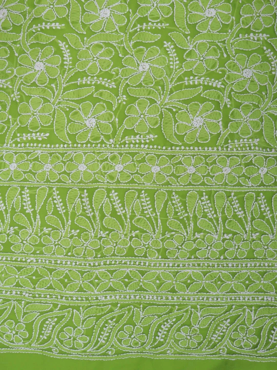 Ada Hand Embroidered Sheen Green Georgette Lucknowi Chikankari Unstitched Suit Piece 01A250602