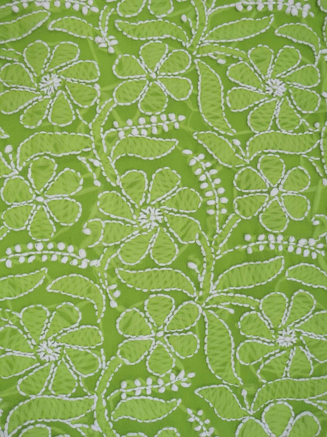 Ada Hand Embroidered Sheen Green Georgette Lucknowi Chikankari Unstitched Suit Piece 01A250602