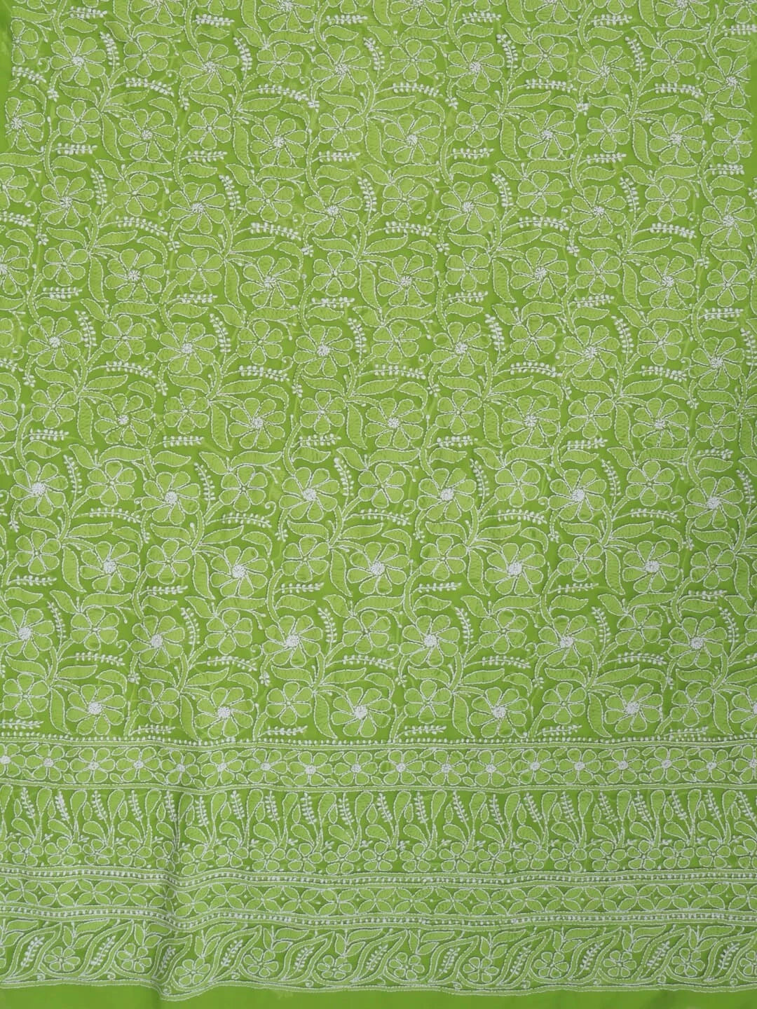 Ada Hand Embroidered Sheen Green Georgette Lucknowi Chikankari Unstitched Suit Piece 01A250602