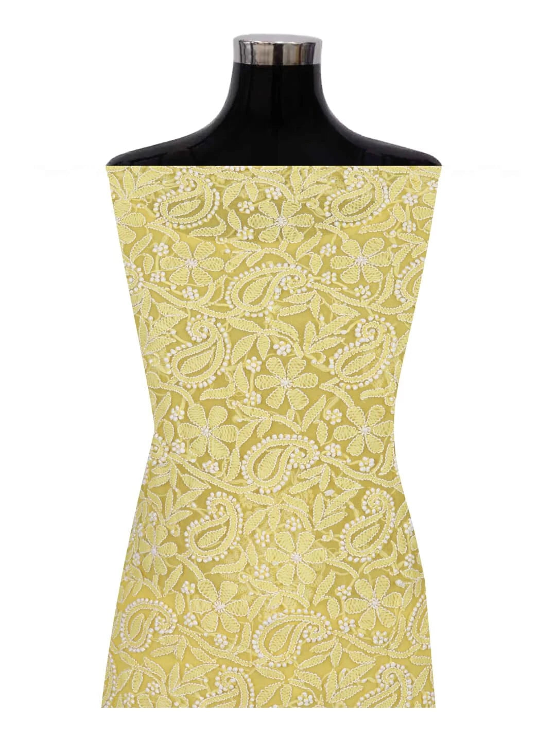Ada Hand Embroidered Yellow Georgette Lucknowi Chikankari Unstitched Suit Piece 01A254294