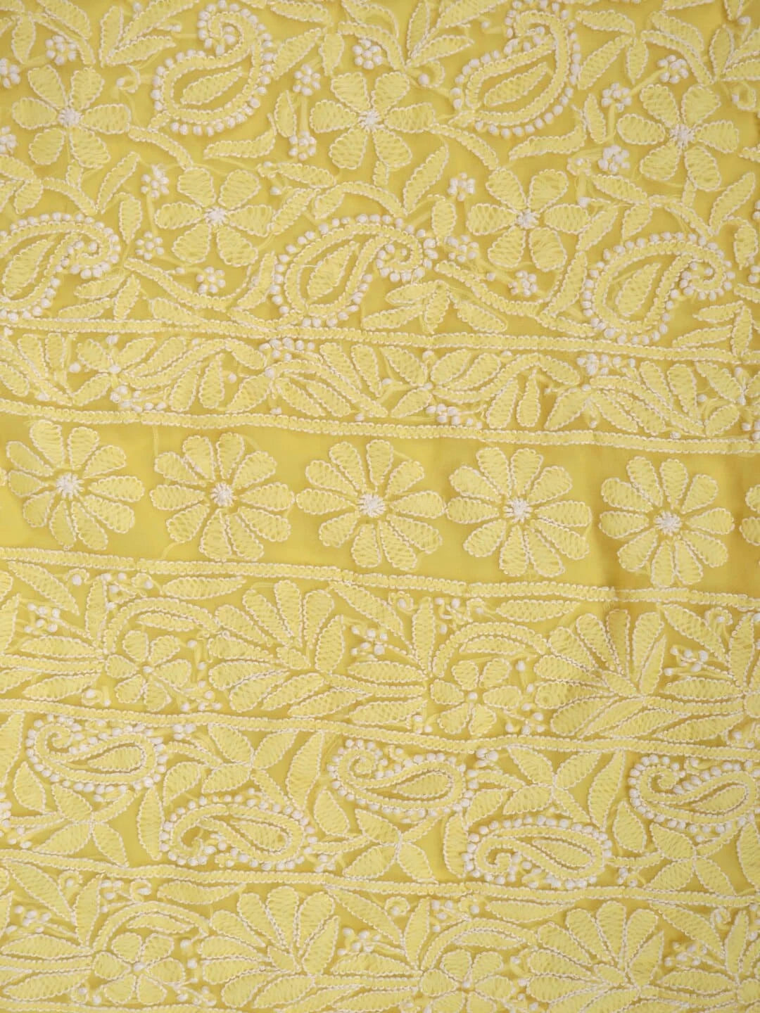 Ada Hand Embroidered Yellow Georgette Lucknowi Chikankari Unstitched Suit Piece 01A254294