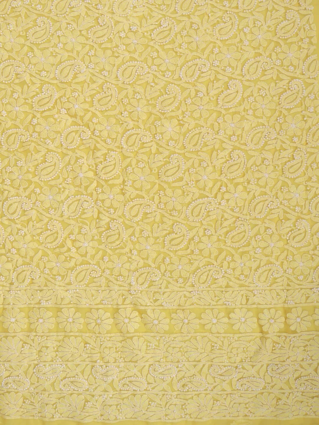 Ada Hand Embroidered Yellow Georgette Lucknowi Chikankari Unstitched Suit Piece 01A254294