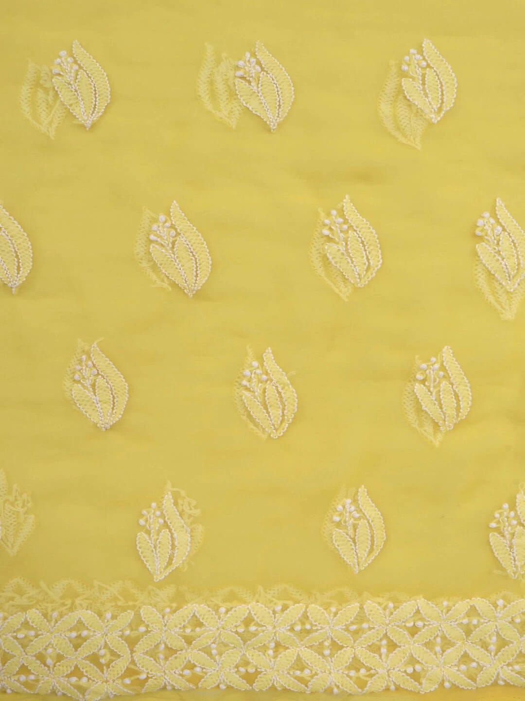 Ada Hand Embroidered Yellow Georgette Lucknowi Chikankari Unstitched Suit Piece 01A254294