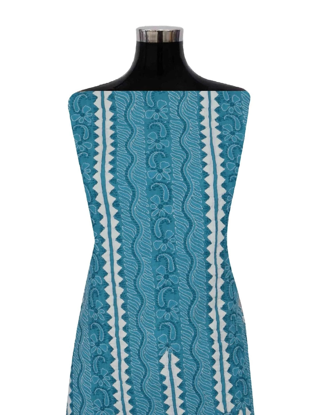 Ada Hand Embroidered Cyan Blue Cotton Lucknowi Chikankari Unstitched Suit Piece 01A106168