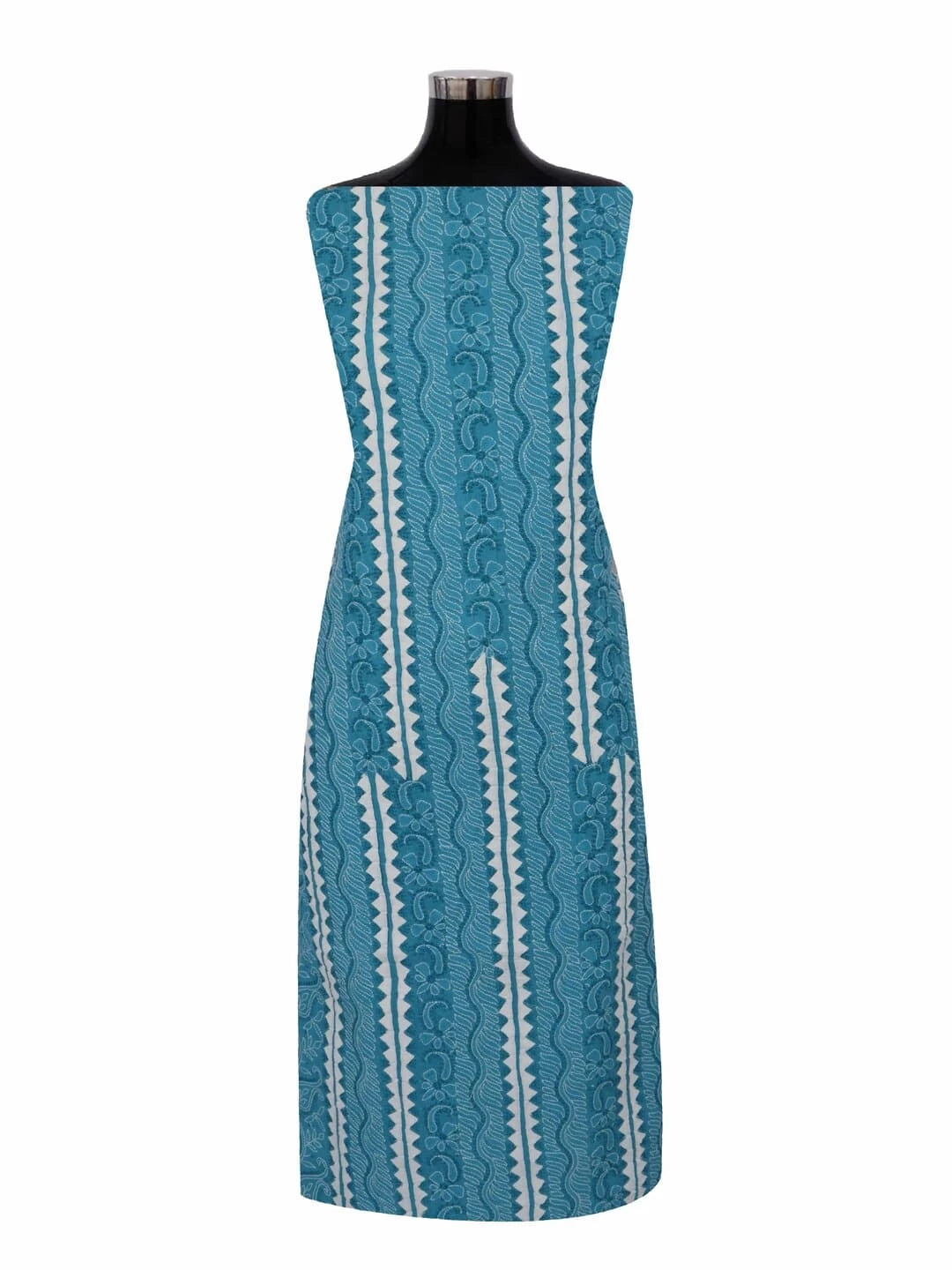 Ada Hand Embroidered Cyan Blue Cotton Lucknowi Chikankari Unstitched Suit Piece 01A106168