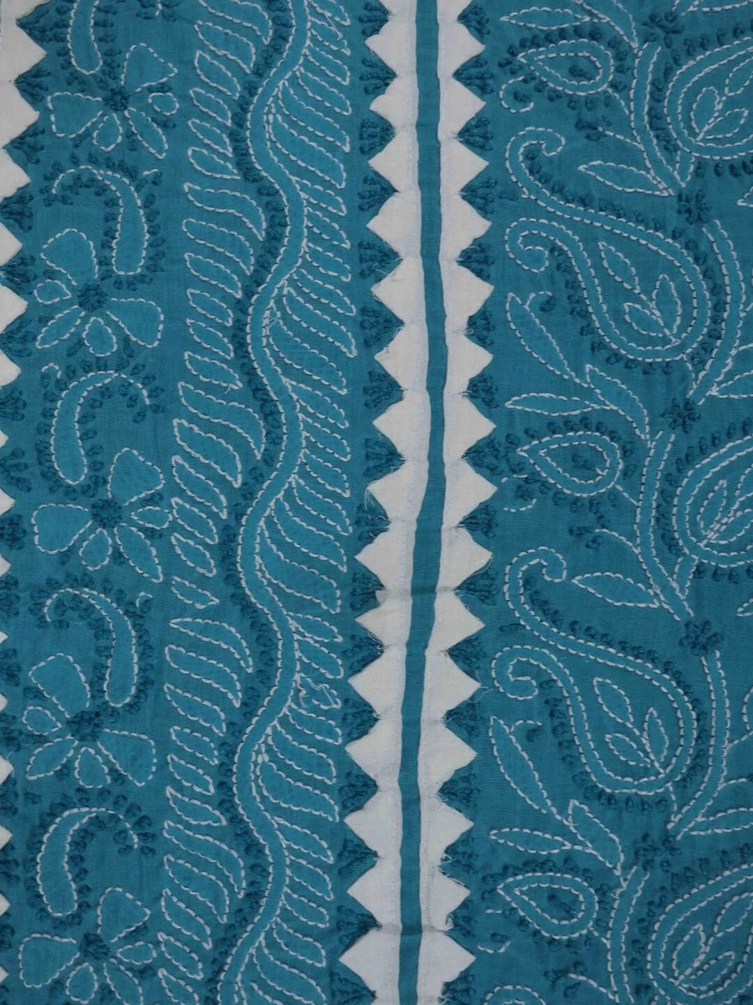 Ada Hand Embroidered Cyan Blue Cotton Lucknowi Chikankari Unstitched Suit Piece 01A106168