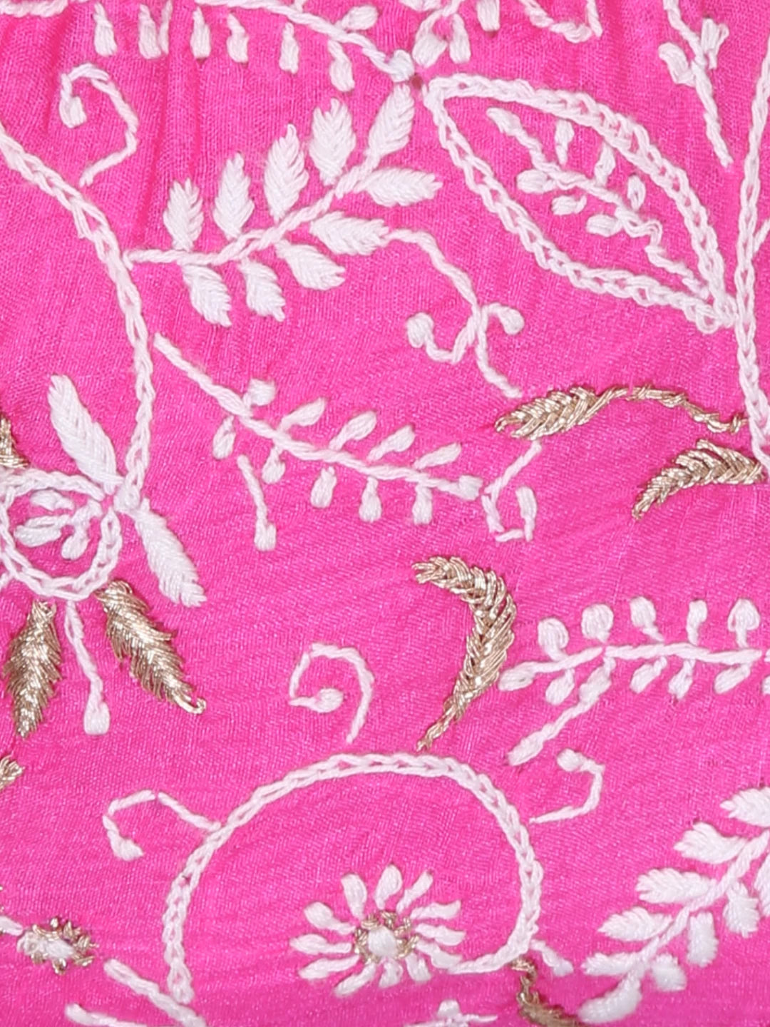 Ada Hand Embroidered Magenta Silk Lucknowi Chikankari Potli Bag With Zari Work 01A378194