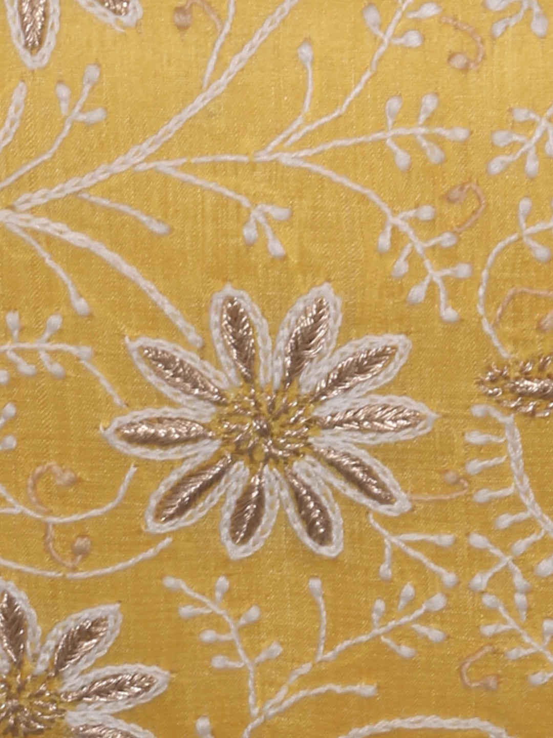 Ada Hand Embroidered Yellow Silk Lucknowi Chikankari Clutch With Zari Work 01A377941