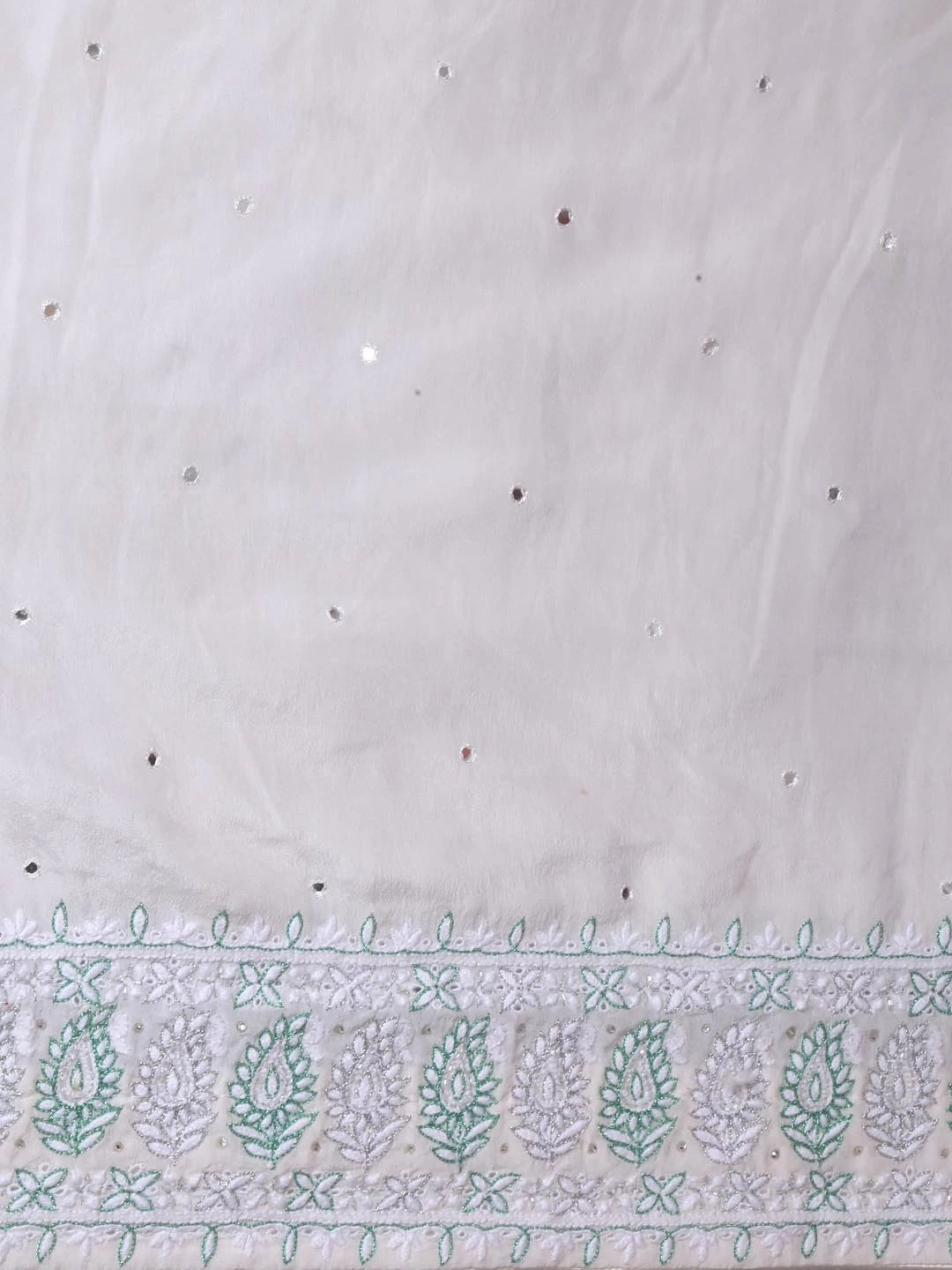 Ada Hand Embroidered White Pure Georgette Lucknowi Chikankari Saree/Blouse with Zari Work A51679