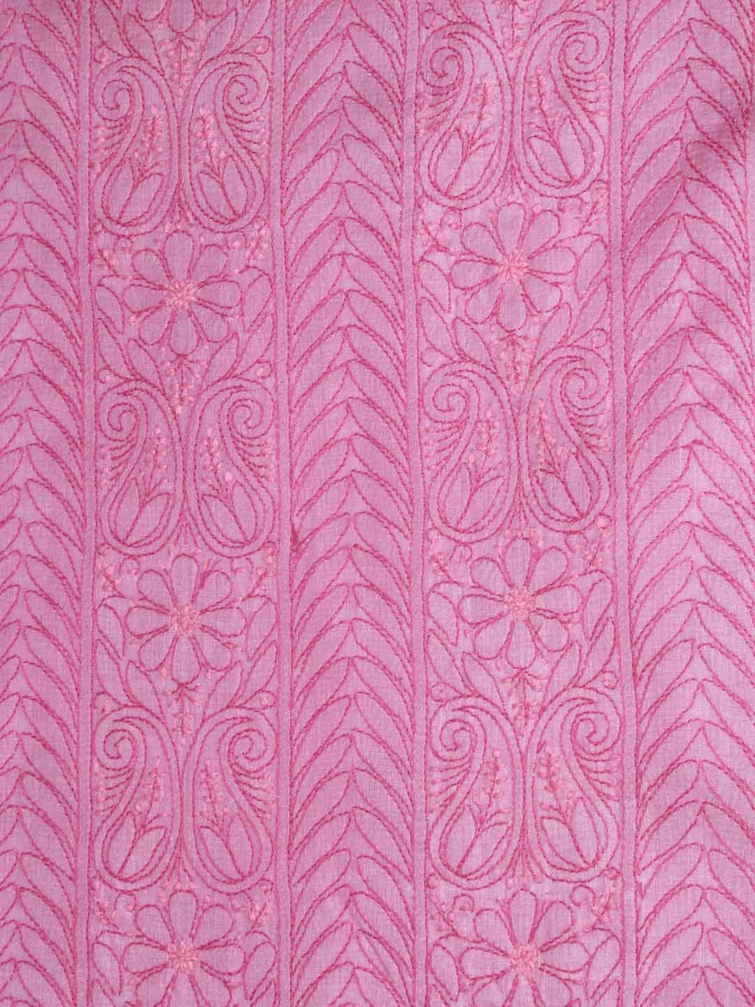 Ada Hand Embroidered Onion Pink Silk Lucknowi Chikankari Unstitched Suit Piece 01A362931