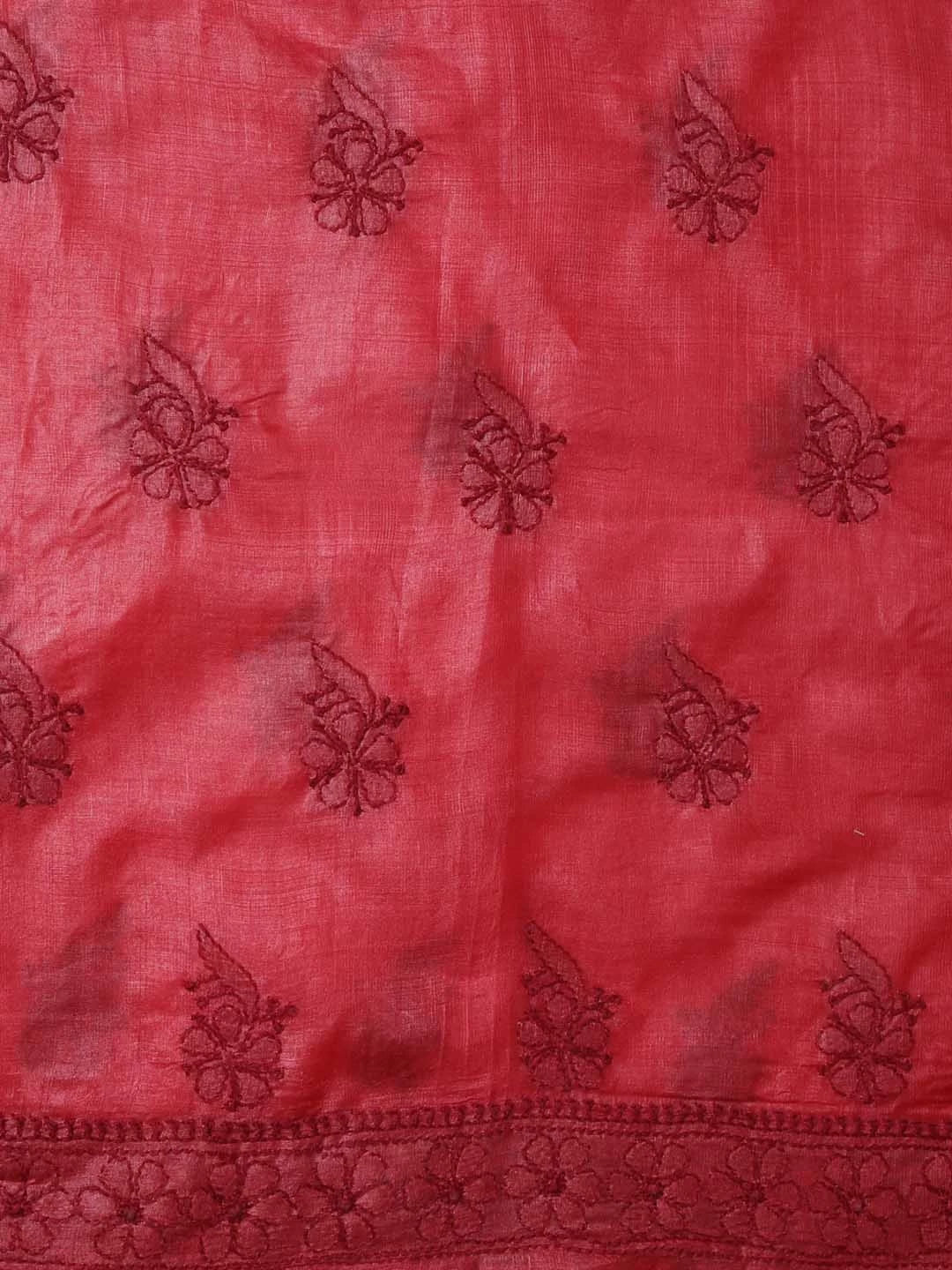 Ada Hand Embroidered Maroon Silk Lucknowi Chikankari Unstitched Suit Piece 01A364059